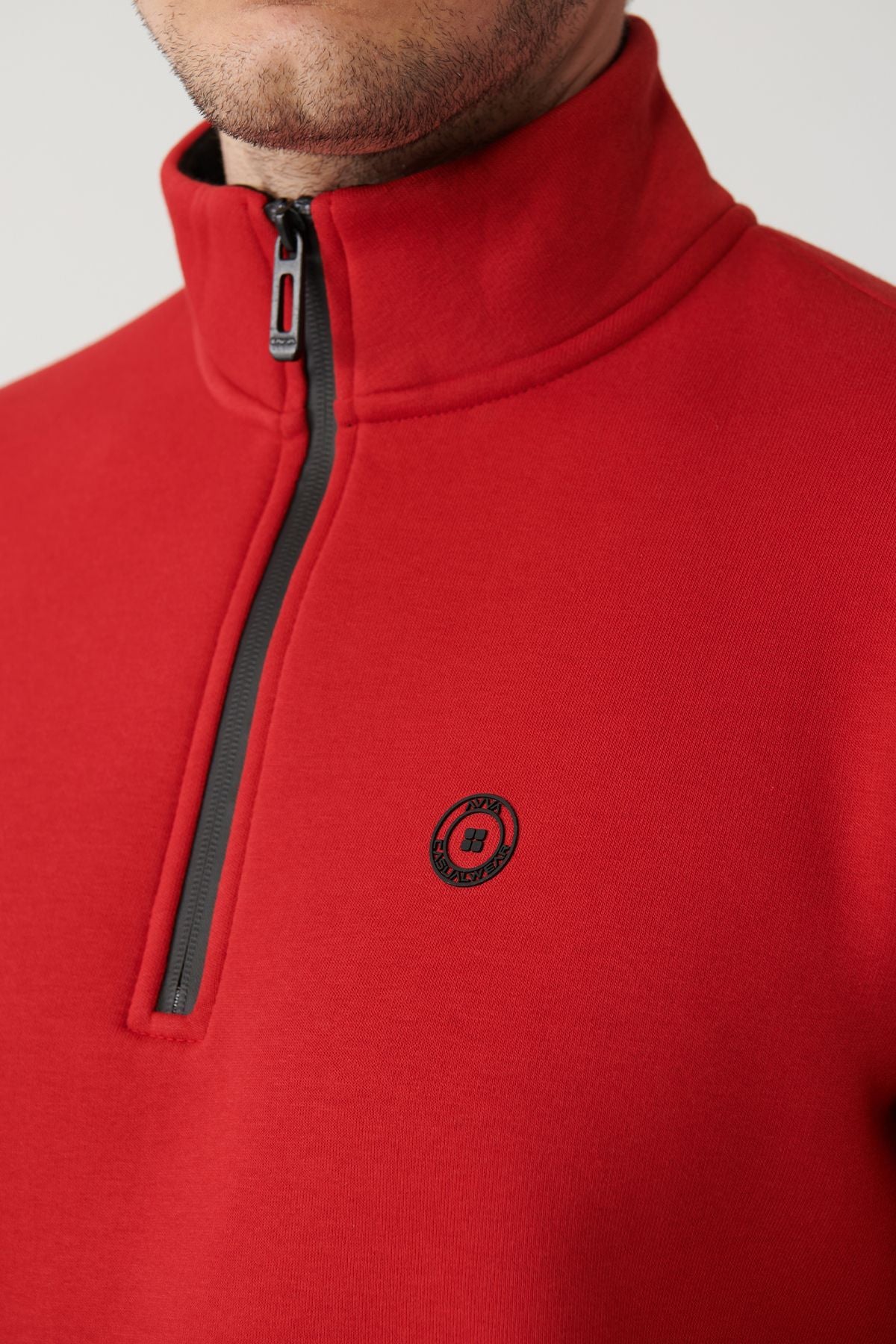 Men's red upright collar zipper 3 -IP -Sweatshirt E001020