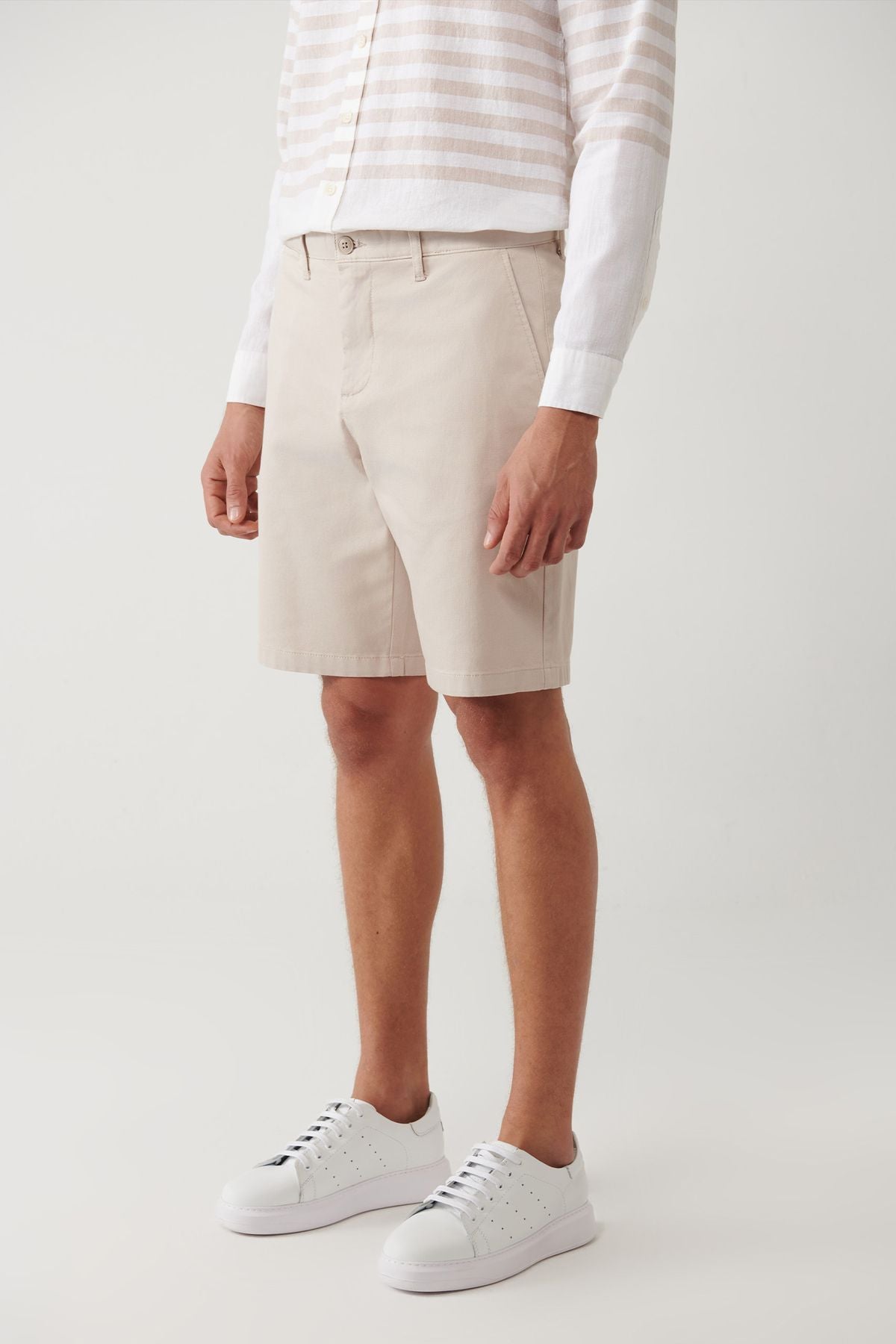 Men's Beige Flexible Patara Chino Kanvas Short B003730