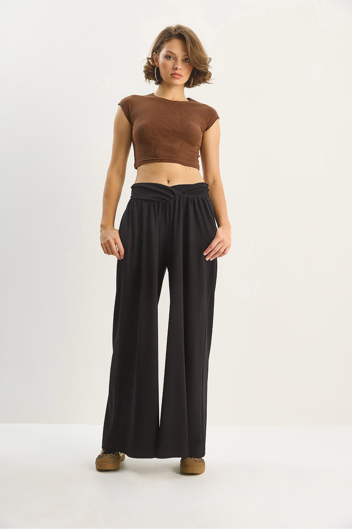 Women's Asymmetrical Waist Detailed Pocket Comfortable Modal Trousers 2137 60283657