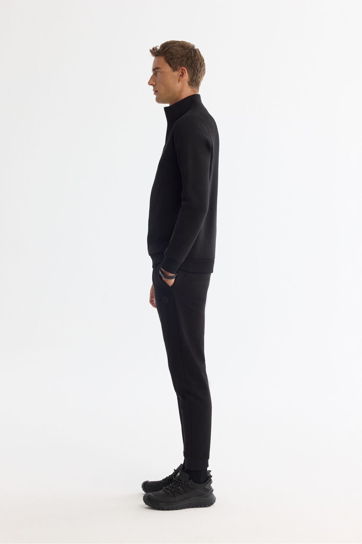 Men's black upright collar zipper 3 -IP Sweatshirt E001020