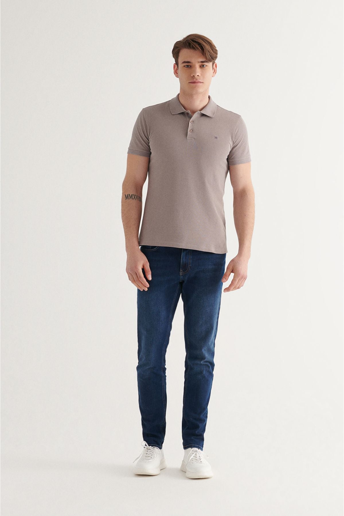 Men's Dark Mink 100 %Cotton Cool Polo Yaka T-shirt E001004