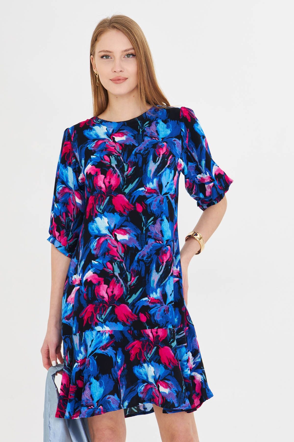 Female Saks Zero Collar Quarter Sleeve Skirt Volan Dress ARM-25Y001007
