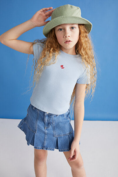 QUARTZ-GRM24021 95%cotton 5%elastane girls tshirt Blue T-Shirt