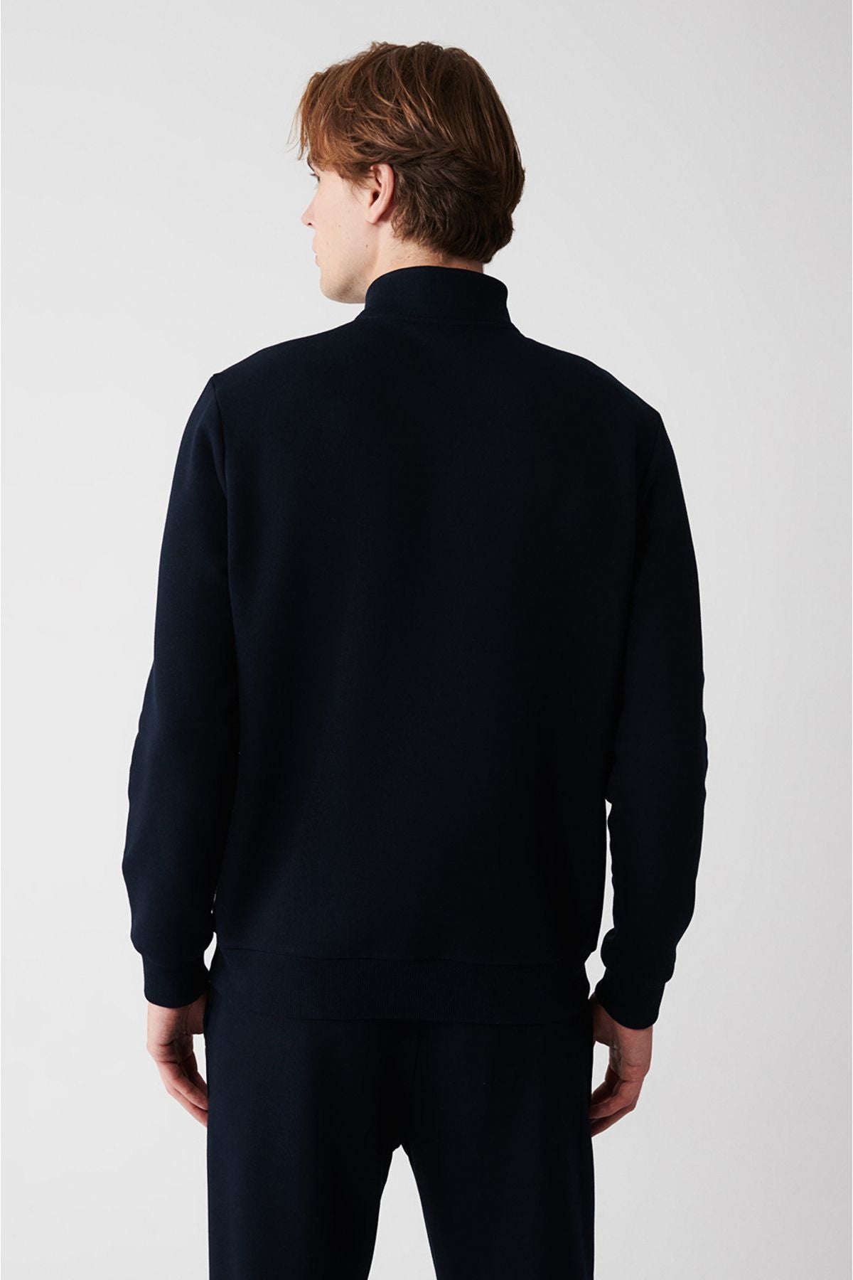 Men's navy blue upright neck zipper