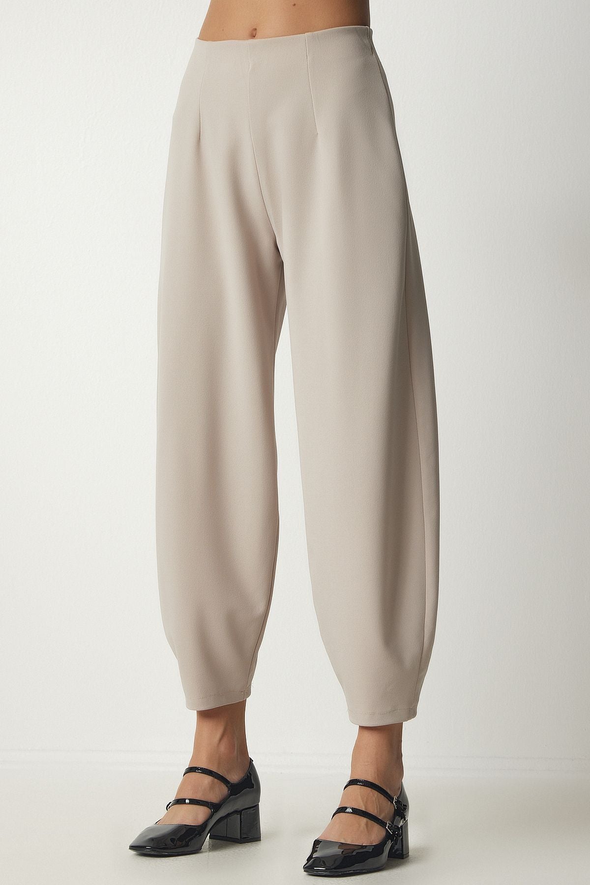 Female Beige Casual Woven Shalwar Pants MS00014