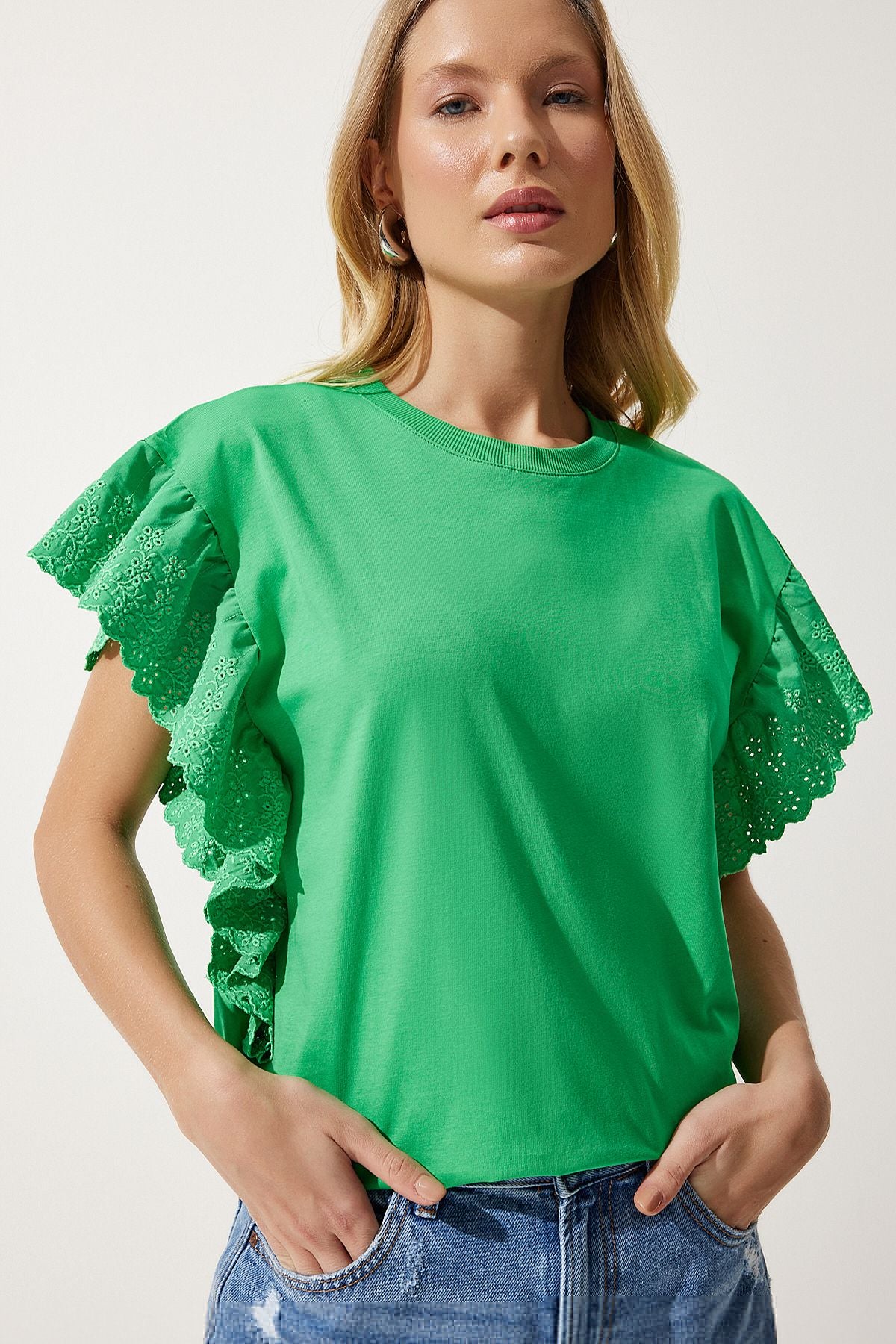 Female Green Fisto Knitting Blouse BF00093