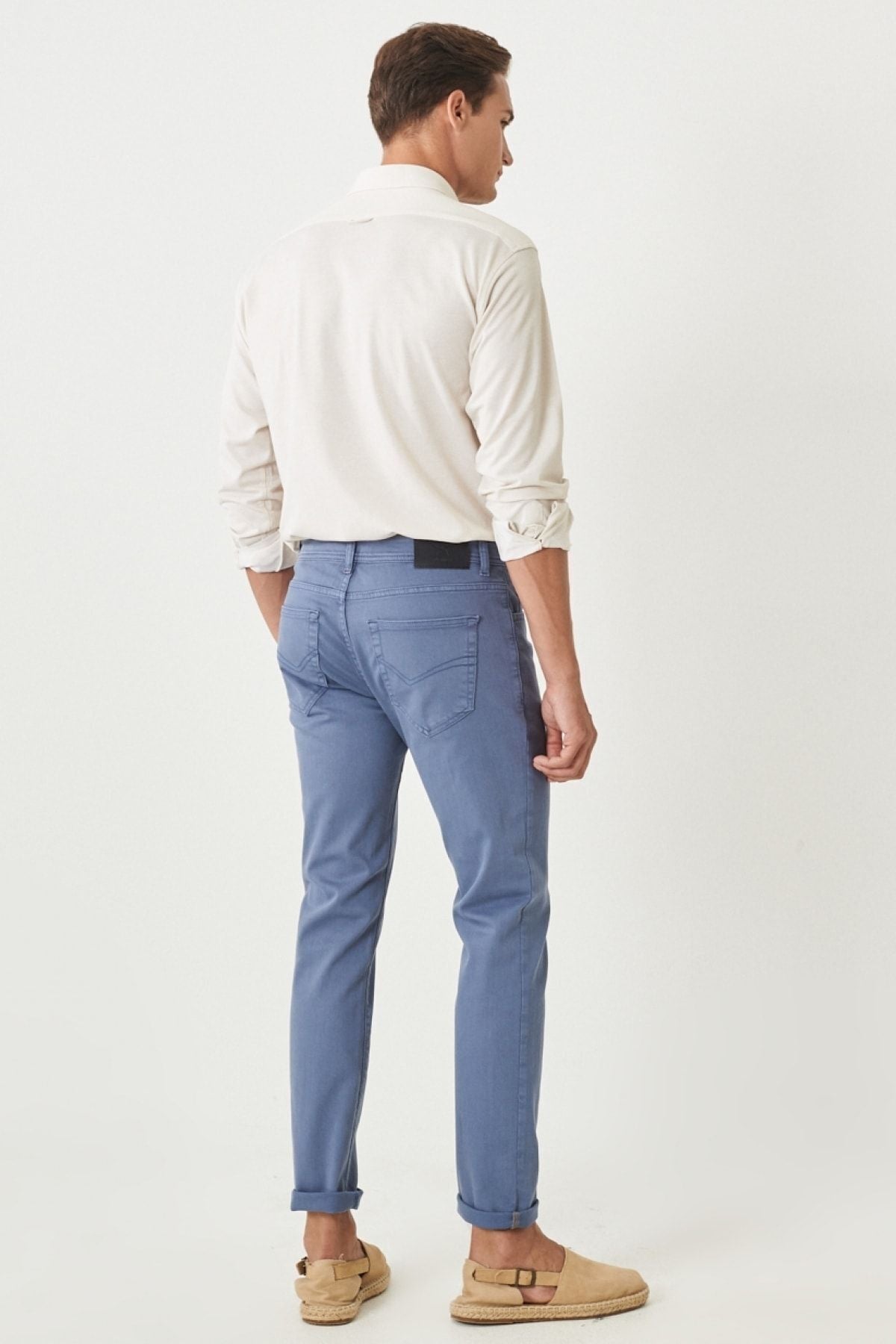 Men's Indigo 360 degrees stretching in all directions slim fit narrow cut cotton cotton pants