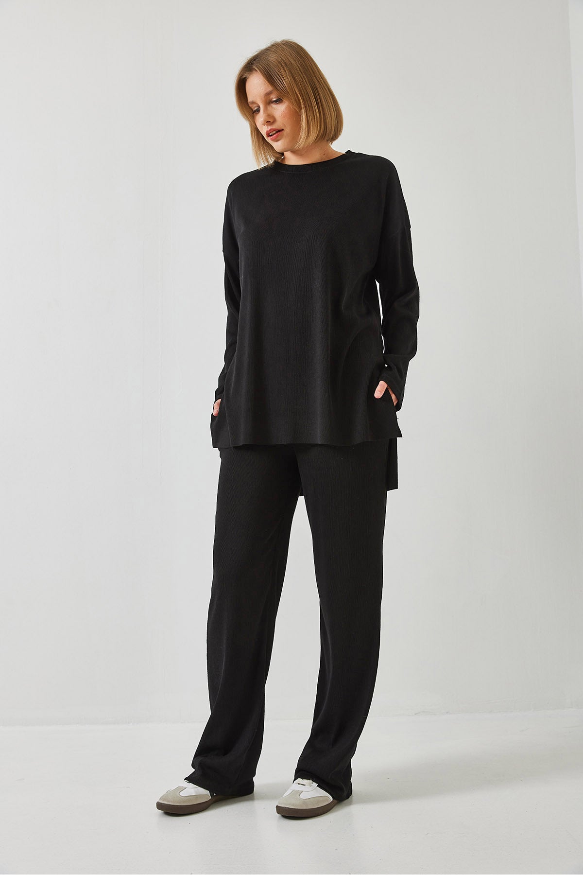 Women's Basic Top and Bottom Set with Trousers 60511002