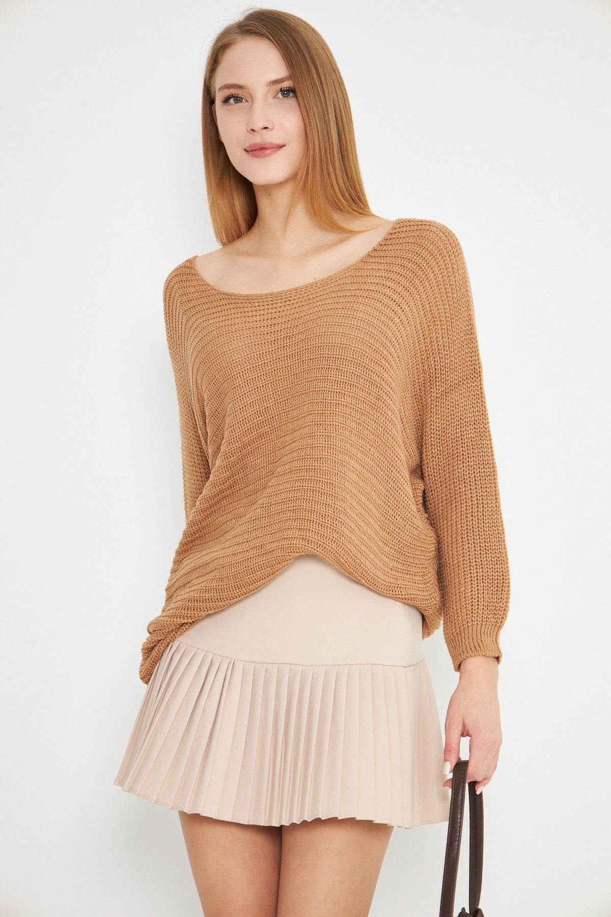 Women Camel Thessaloniki Salaş Triko Sweater ARM-21K012010