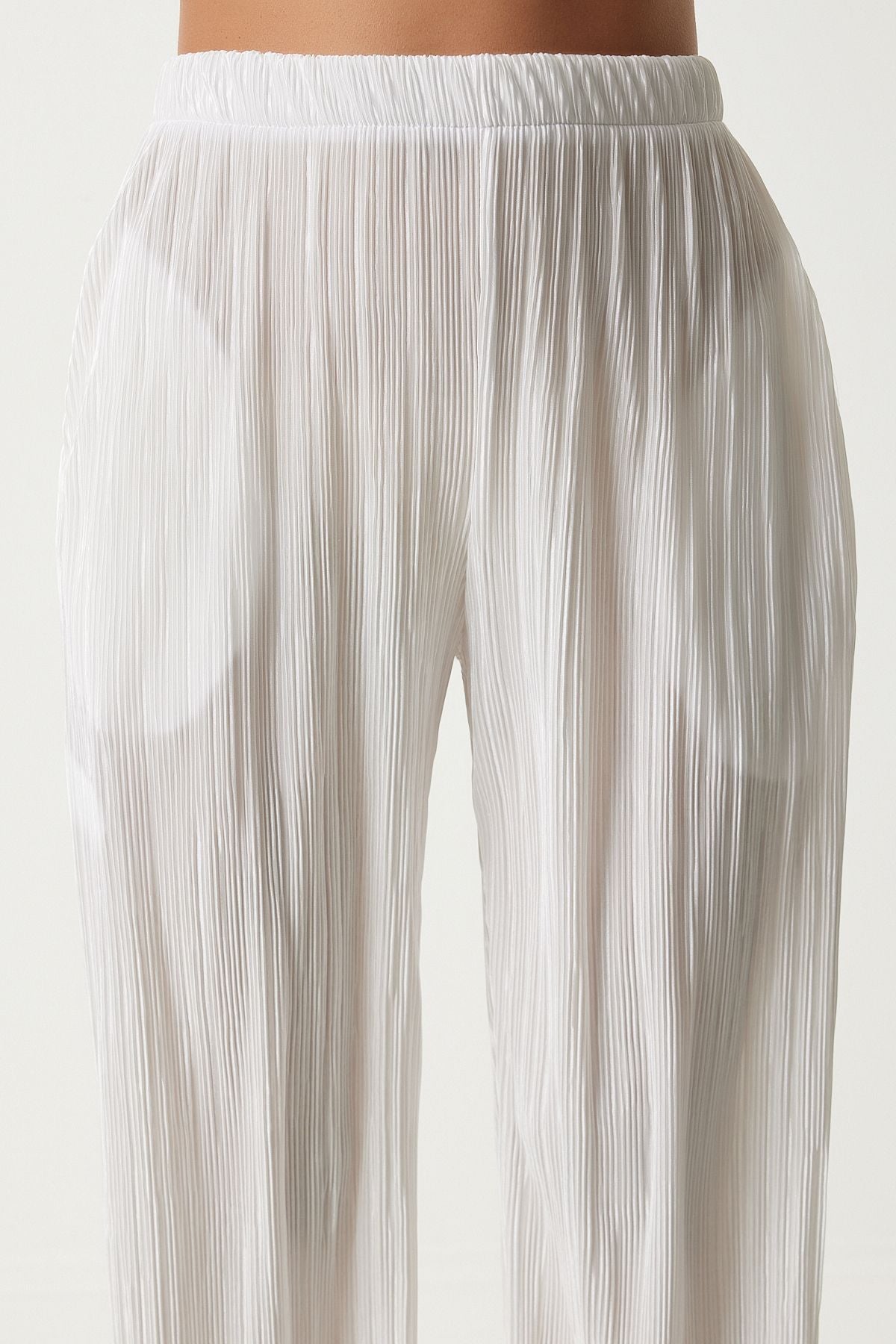 WOMEN WHITE BATLESS BLAZZO PALAZZO Pants Set FN03192