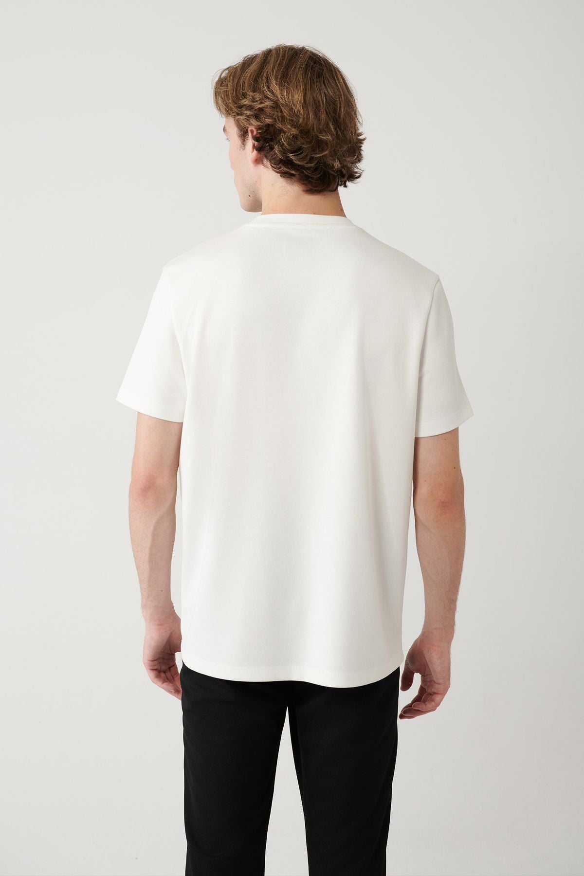 Men's White Bicycle Collar Printed Interlok T-Shirt A41y1199