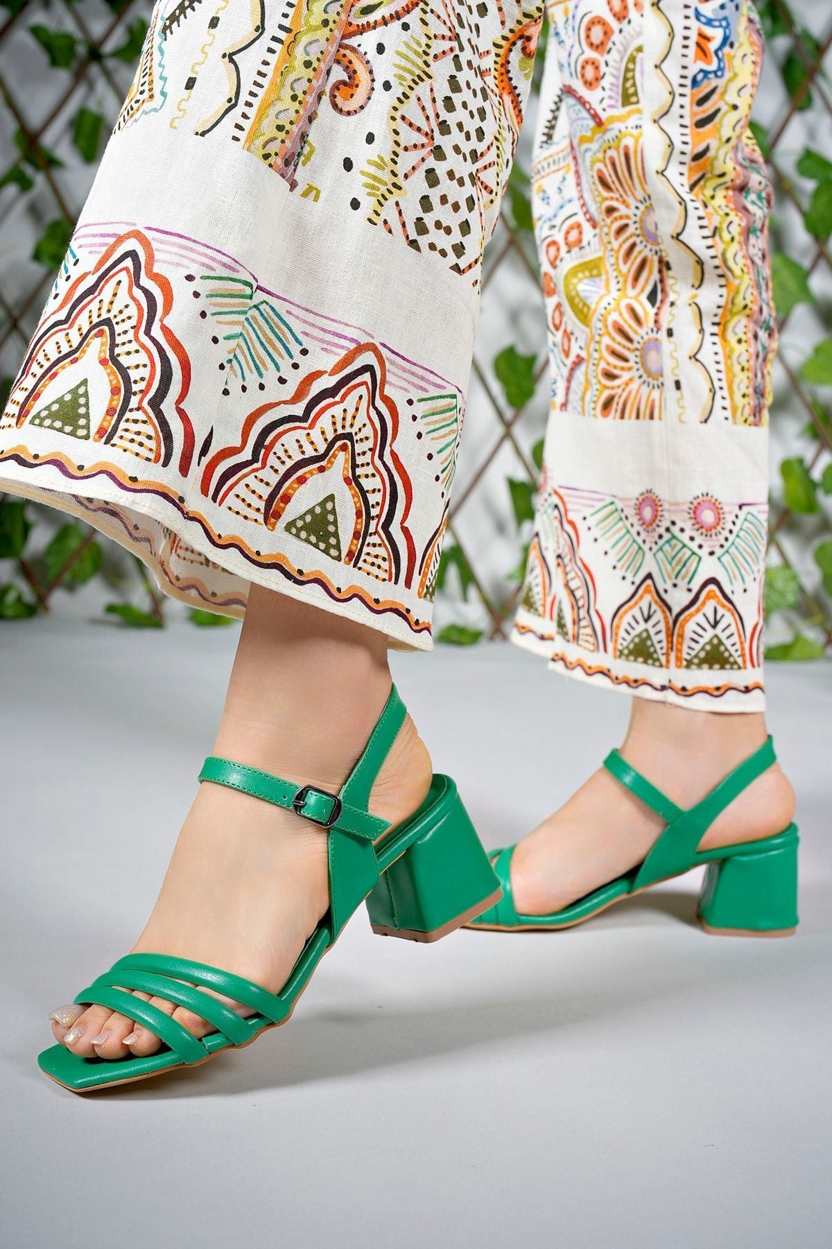 Woman Heels Sandals 0012355 Green