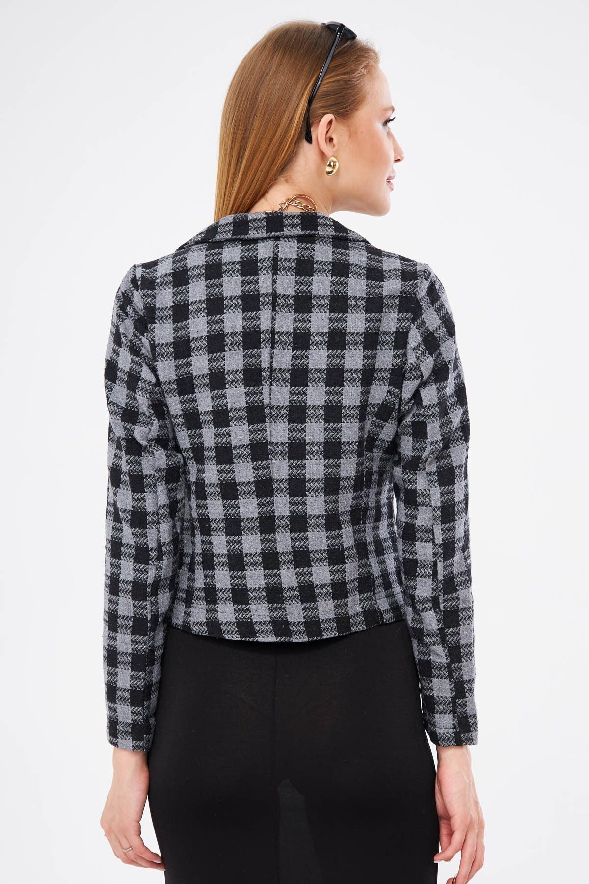 Female smoked Cruve collar Tüvit Crop jacket ARM-24K001014
