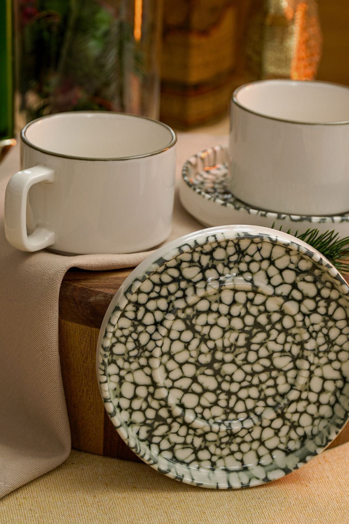 Nature 4 Piece 2 Person Porcelain Tea Cup Set