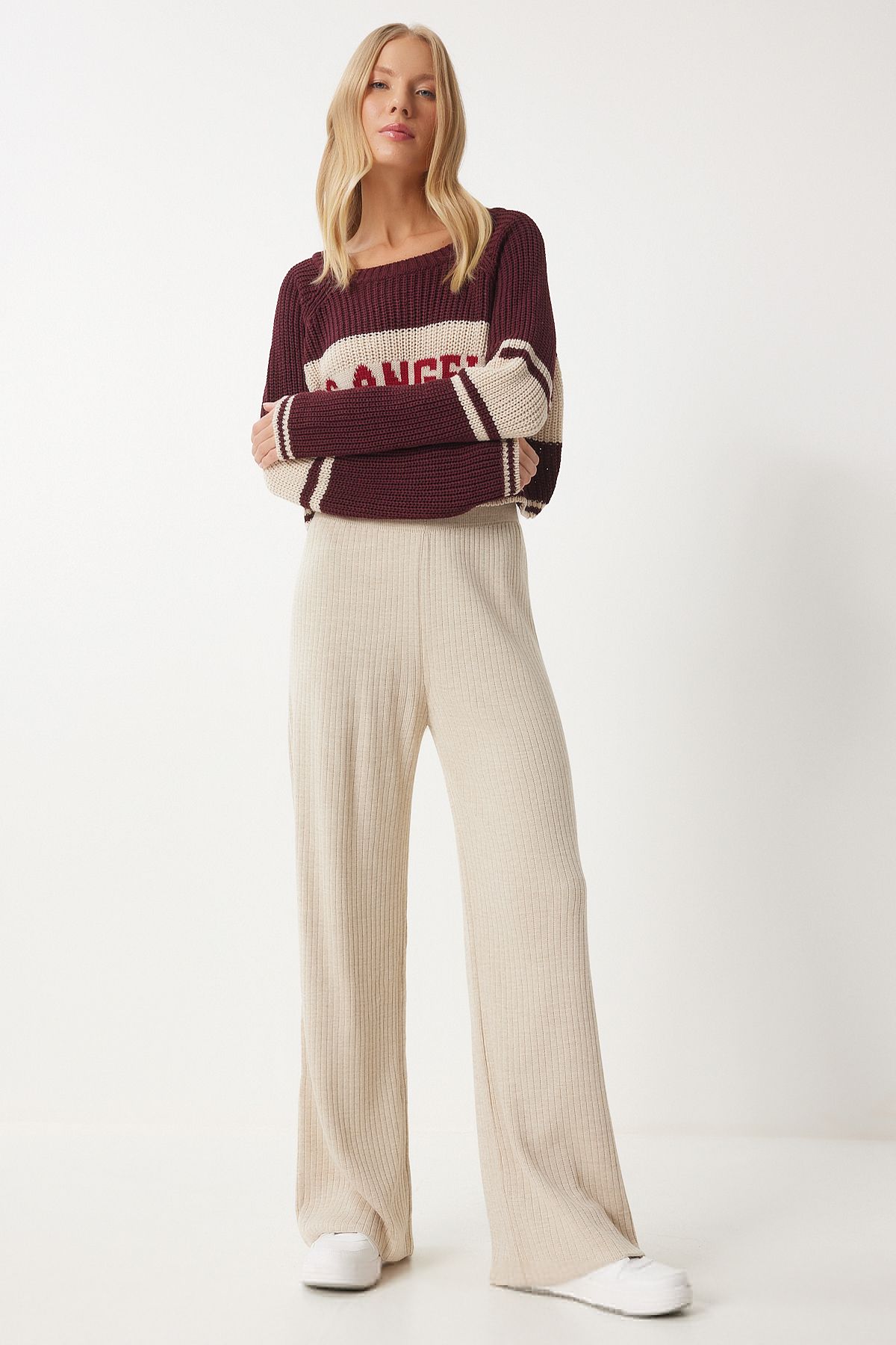 Female Beige Conscious Triko Pants Ki00096