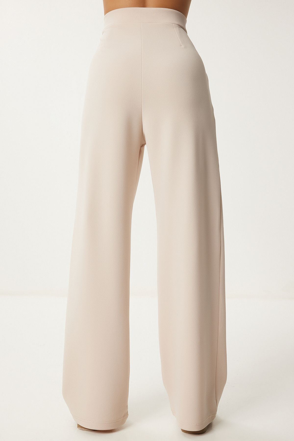 Women's Cream Lycled Comfortable Palazzo Knitting Pants RV00175