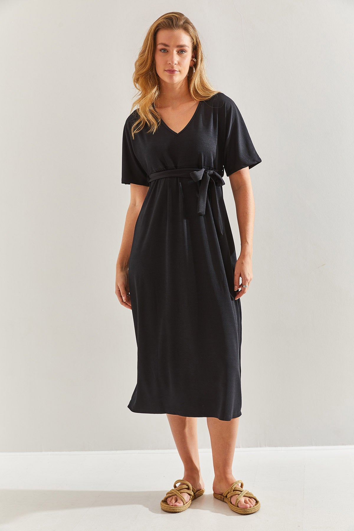 Women's V-Neck Belted Camisole Dress 60171013