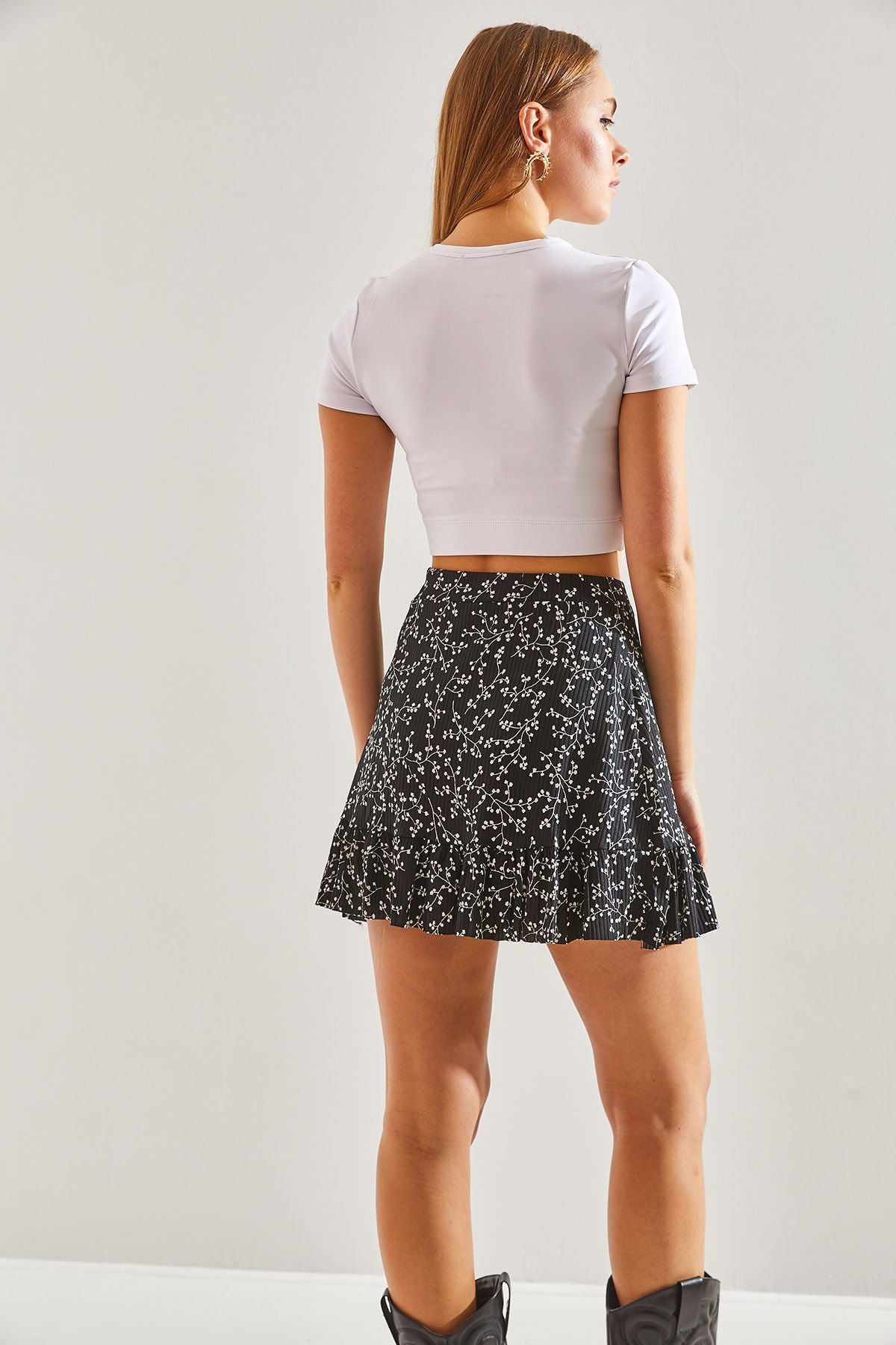 Women's Waist Mini Skirt with Elk Patterned 60201009