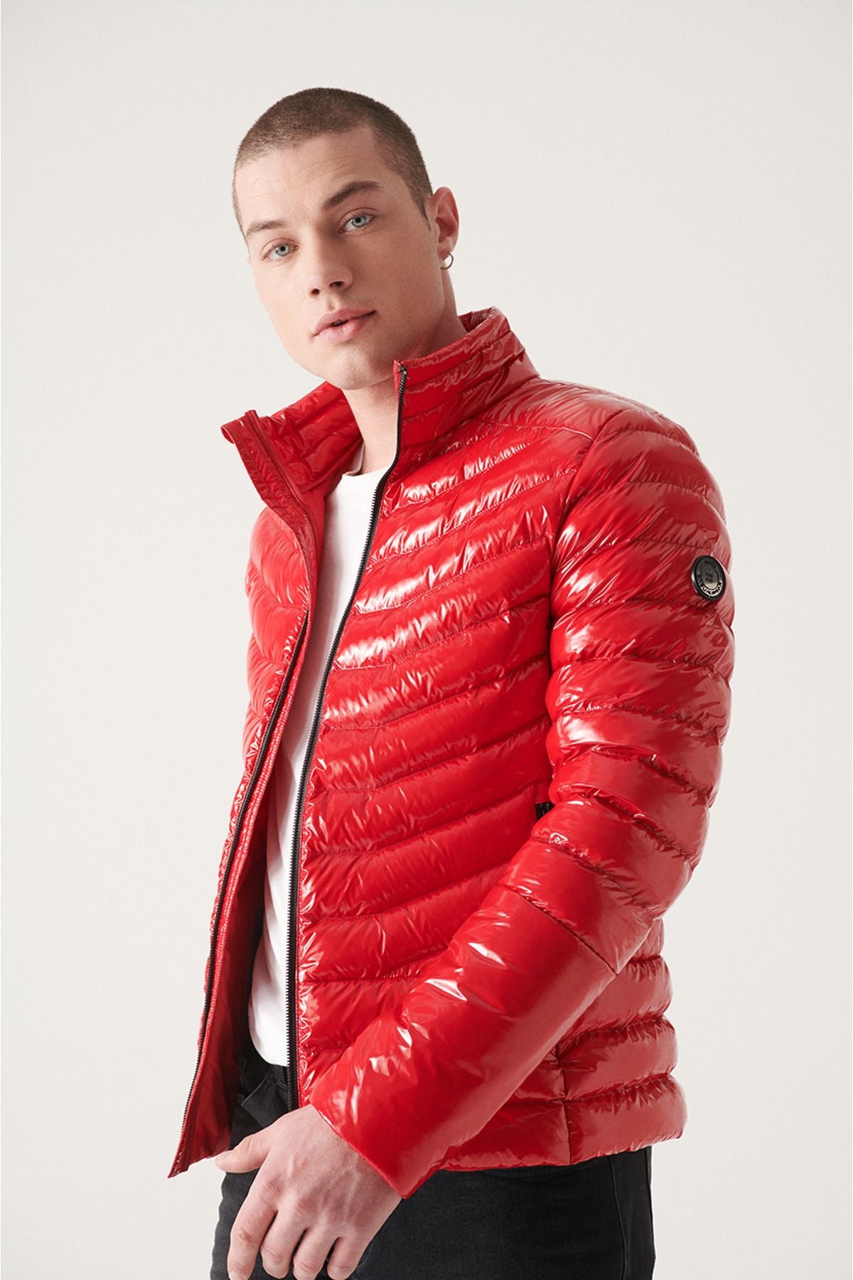 Men's red swelling unisex coat goose feather water repulsive windproof bright comport fit e006015