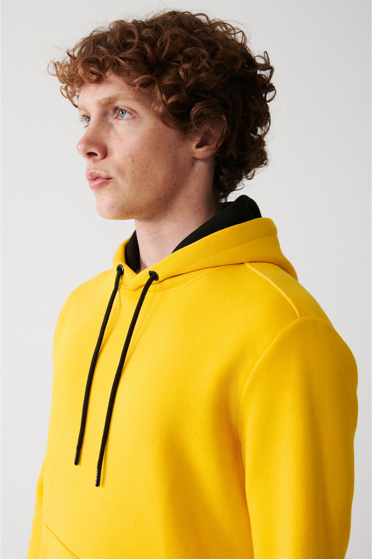 Men's Yellow Hooded 3 -IP Cotton Sweatshirt E001018