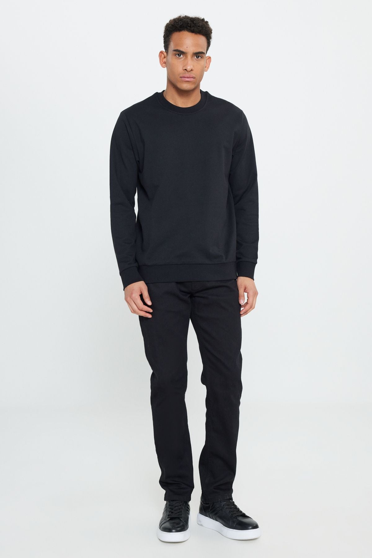 Men's Black 2 Plot Cotton Standard Fit Normal Cut Bicycle Sweatshirt