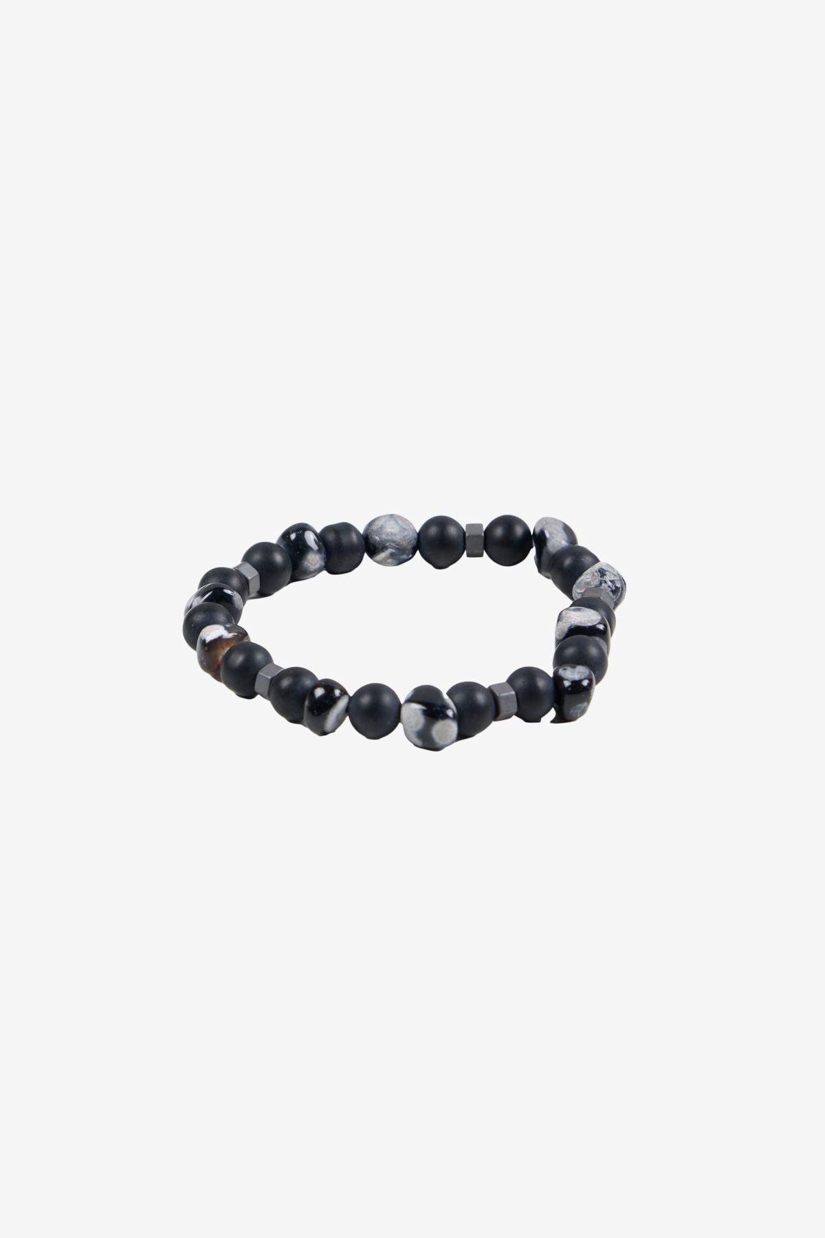 Men's anthracit-gray natural stone bead bracelet