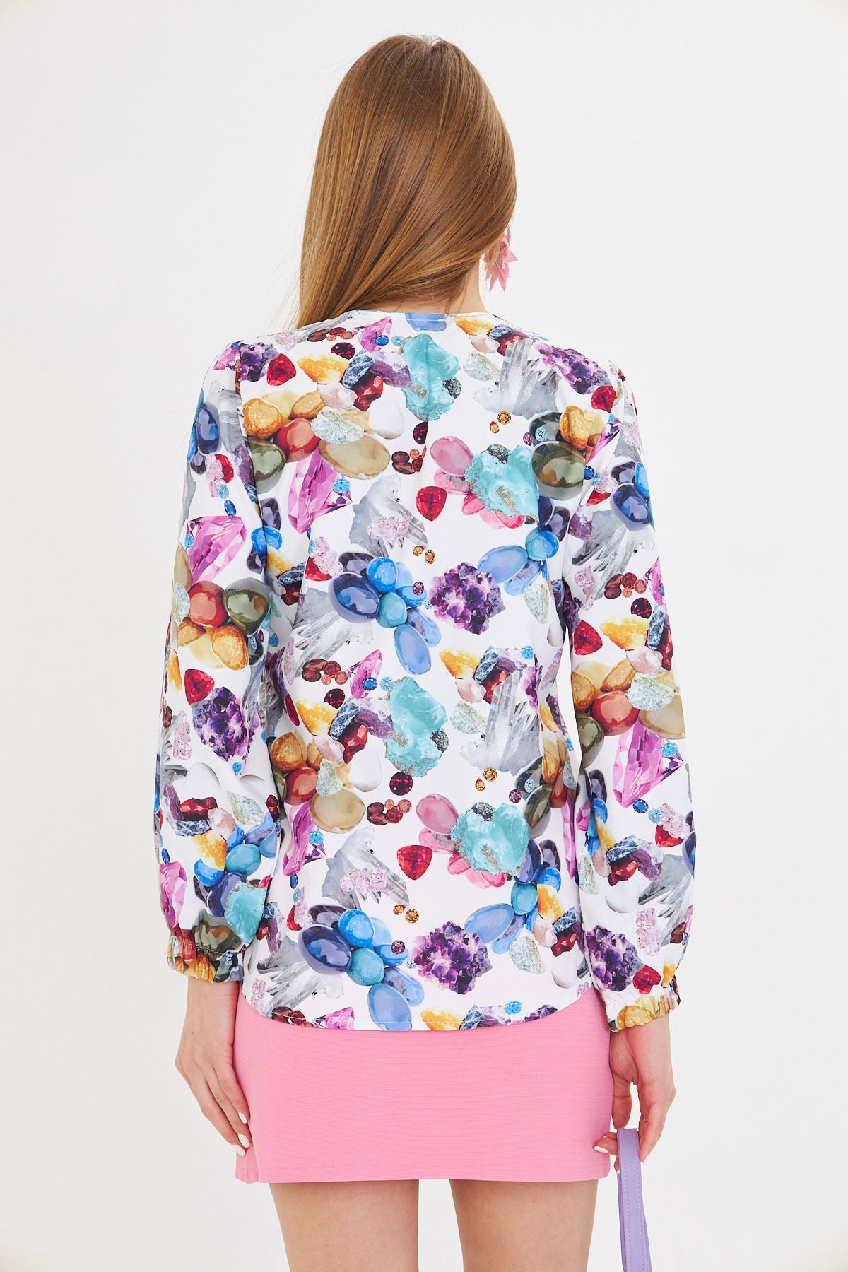 Female Blue Sleeves with rubber patterned shirt ARM-25Y001014