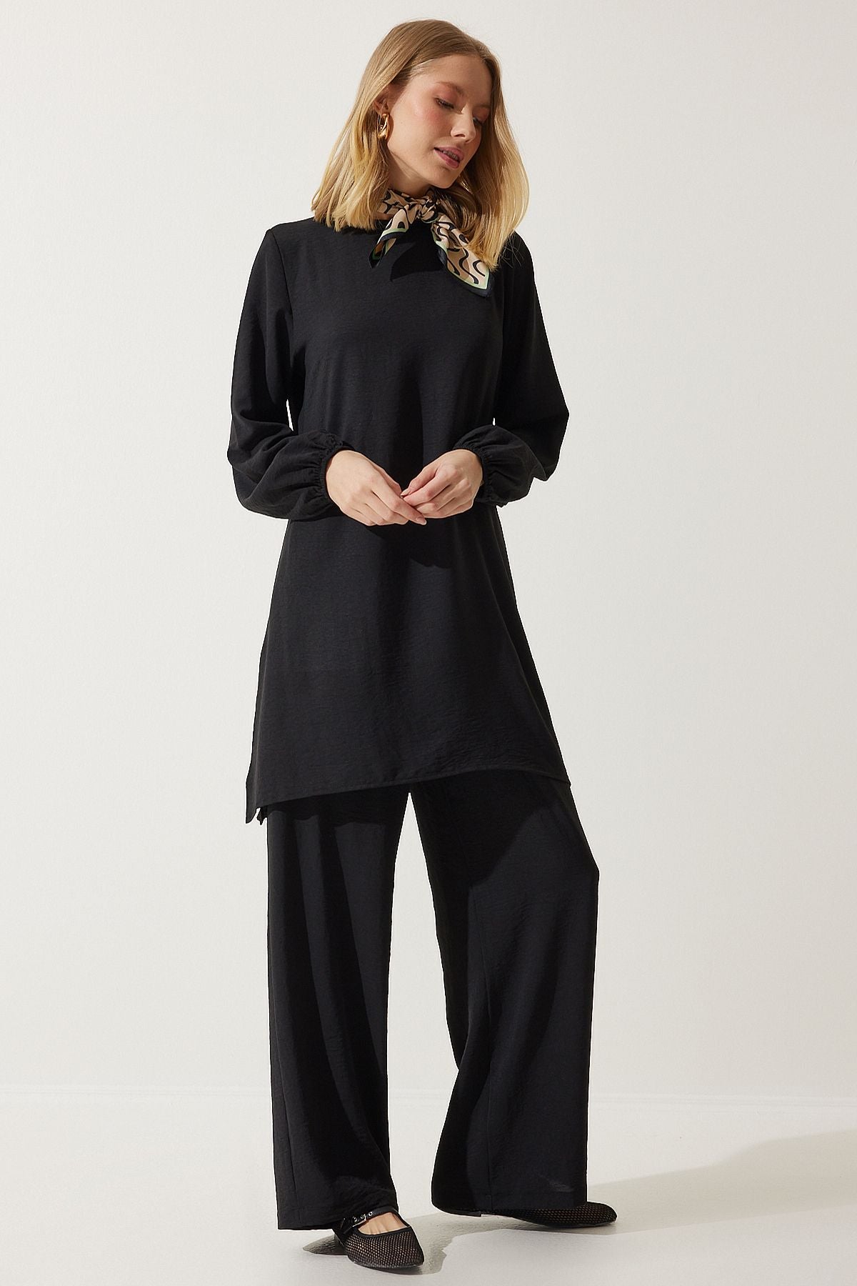 WOMEN BLACKED TUNIC PALAZZO Knitting Set to00133