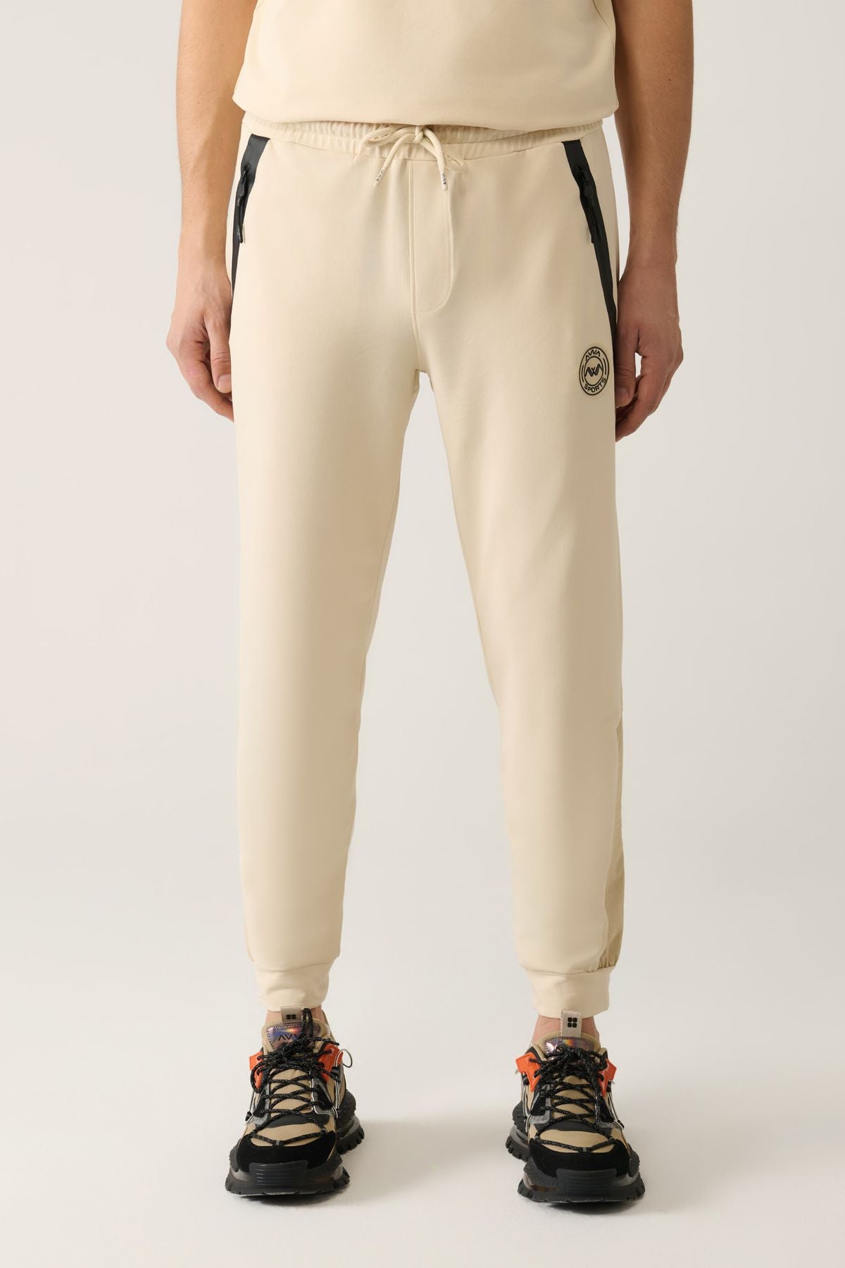 Men's Beige Jersey Fabric 2 IP Tracksuit Six A41y3416