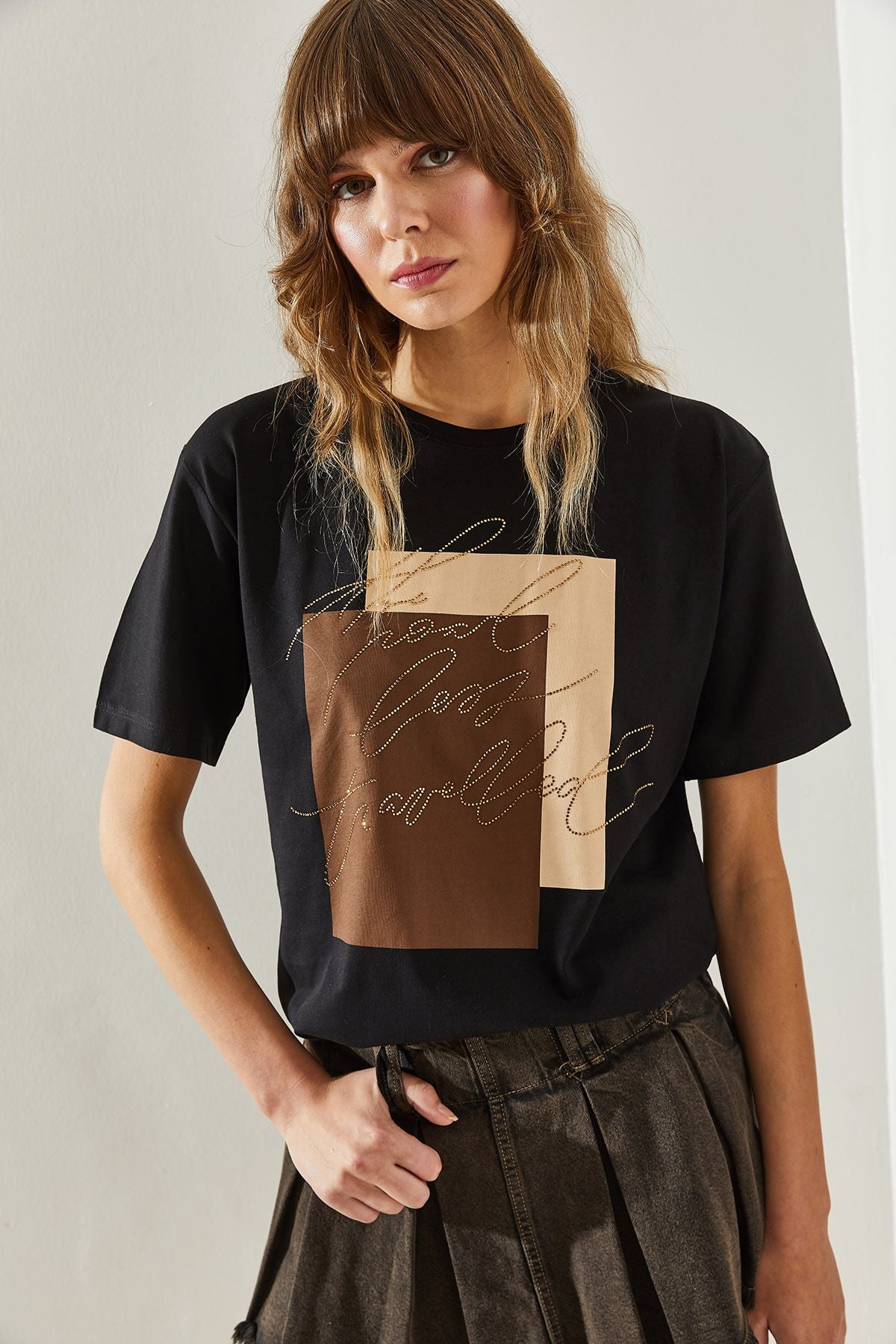 Female Bicycle collar short sleeve stamp detailed T-shirt 60251363