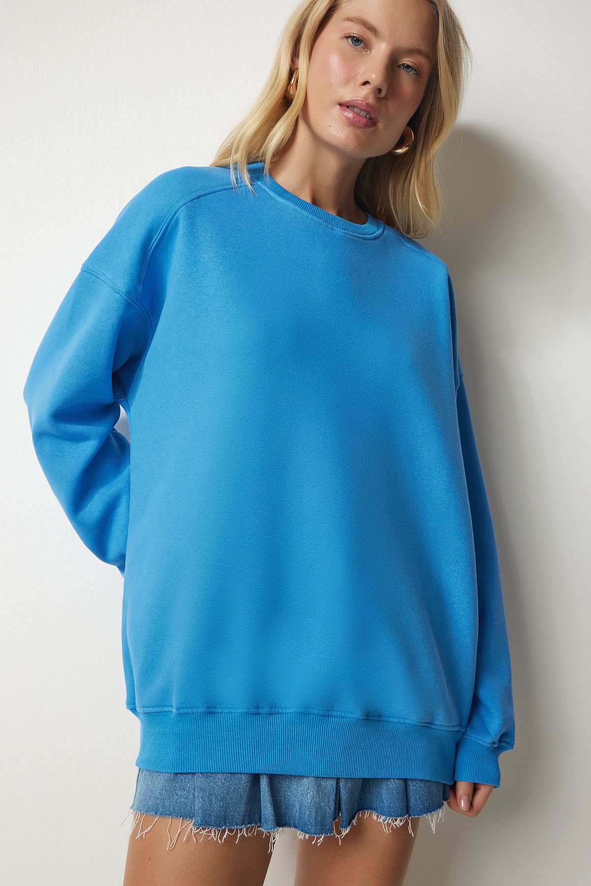 Woman Sky Blue Blue Sweatshirt Mc00232