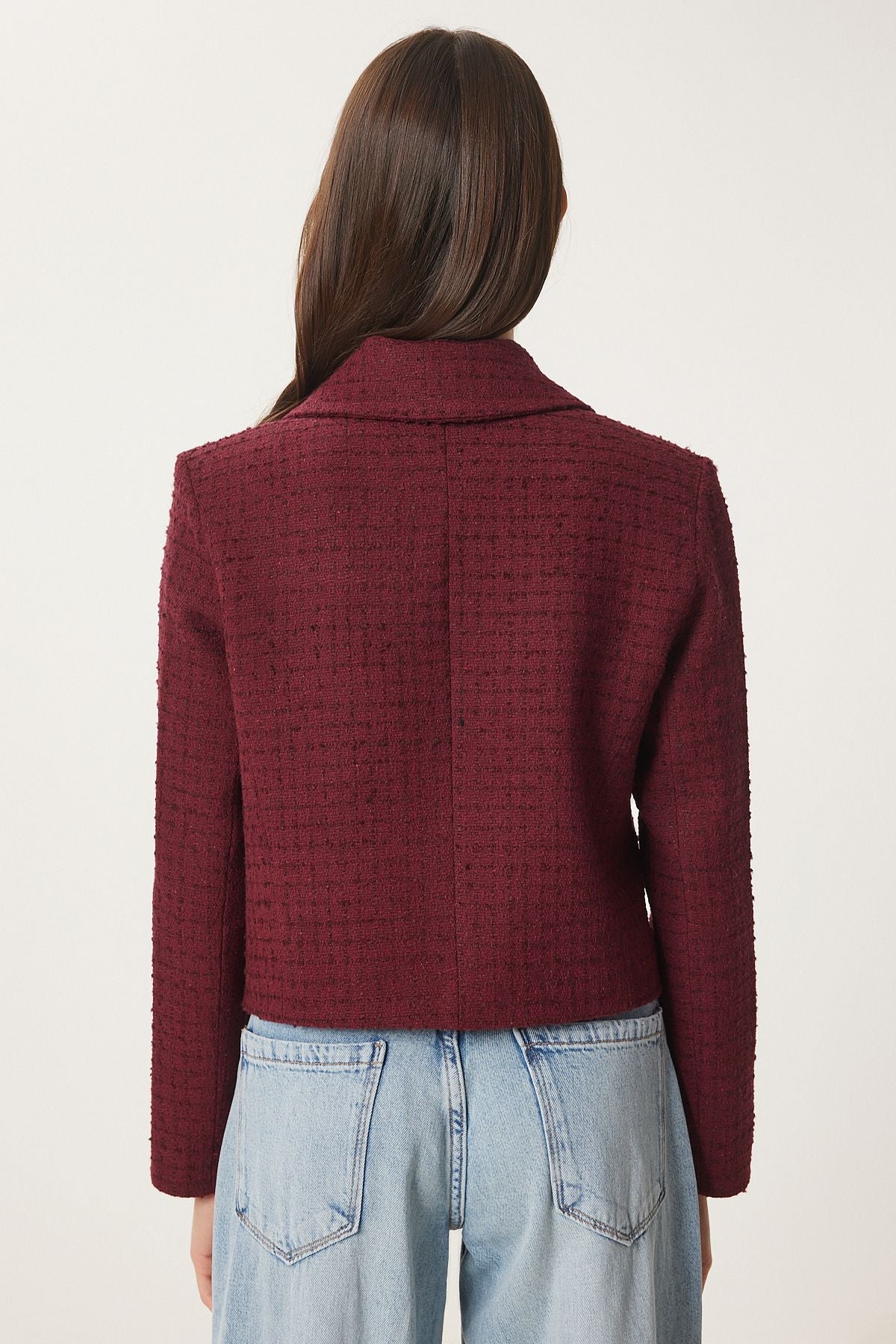 Women Bordeaux Tüvit Crop jacket to00039