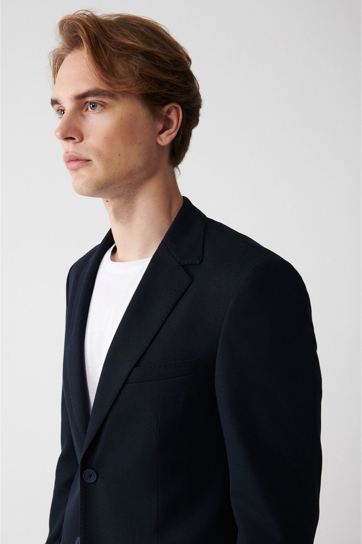 Men's navy blue single slit lid pocket lined jacket A32Y4022
