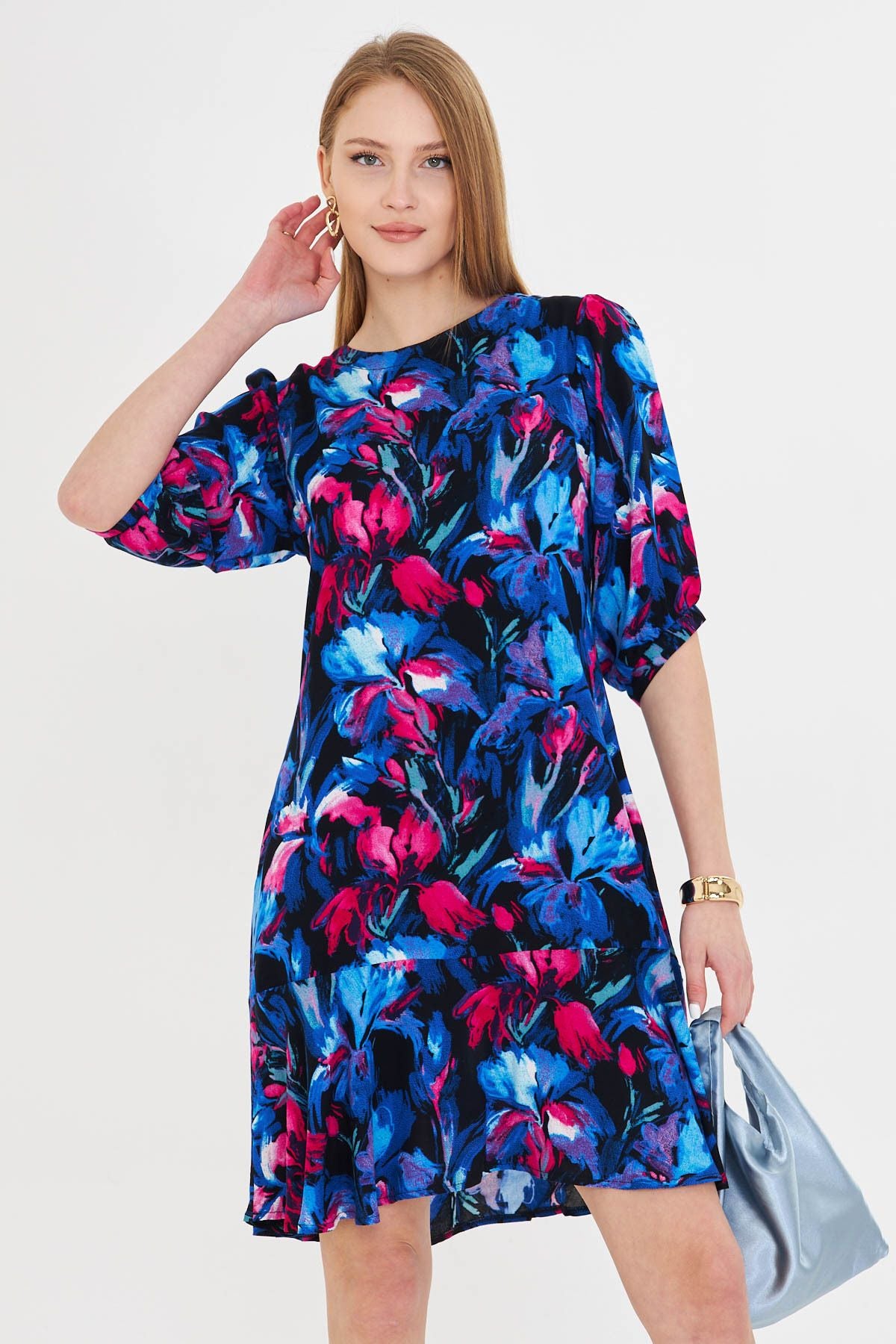 Female Saks Zero Collar Quarter Sleeve Skirt Volan Dress ARM-25Y001007
