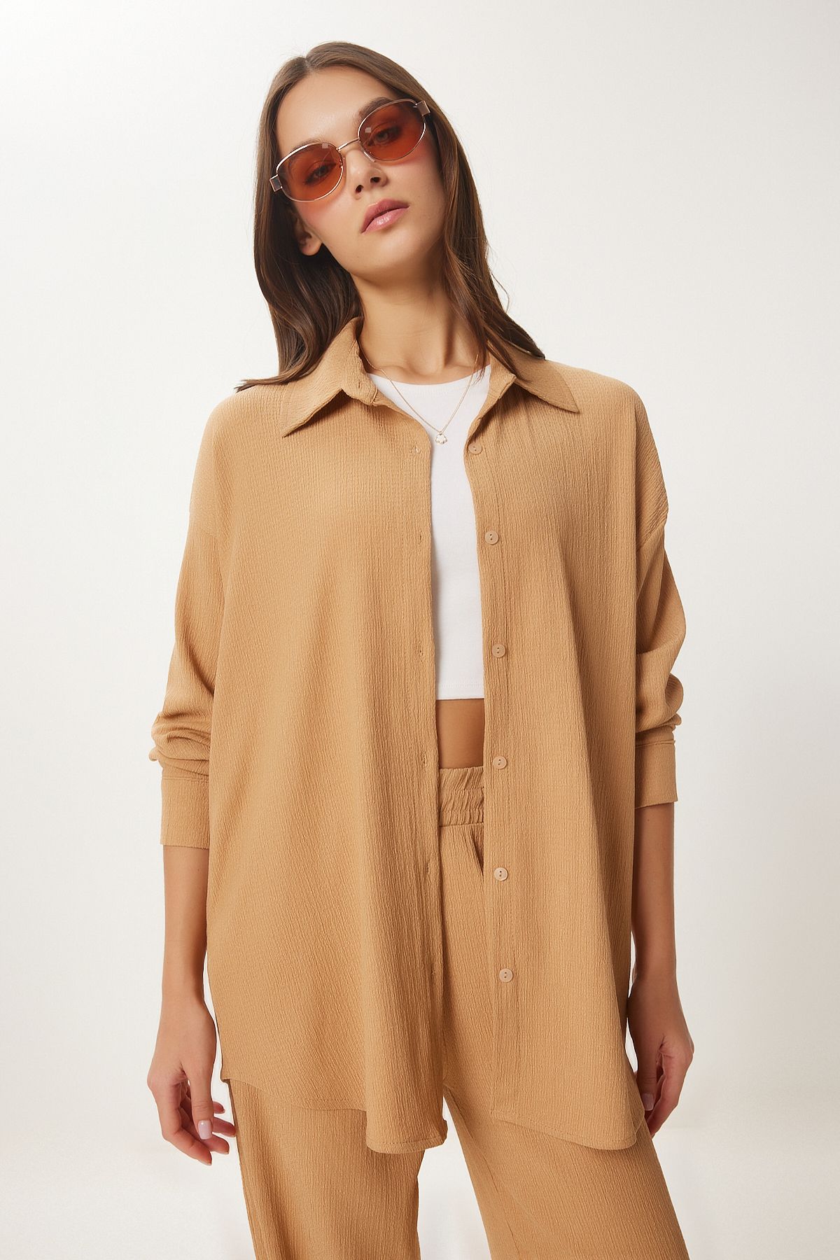 Female Biscuit Casual Knitting Shirt Pants Set KH00090