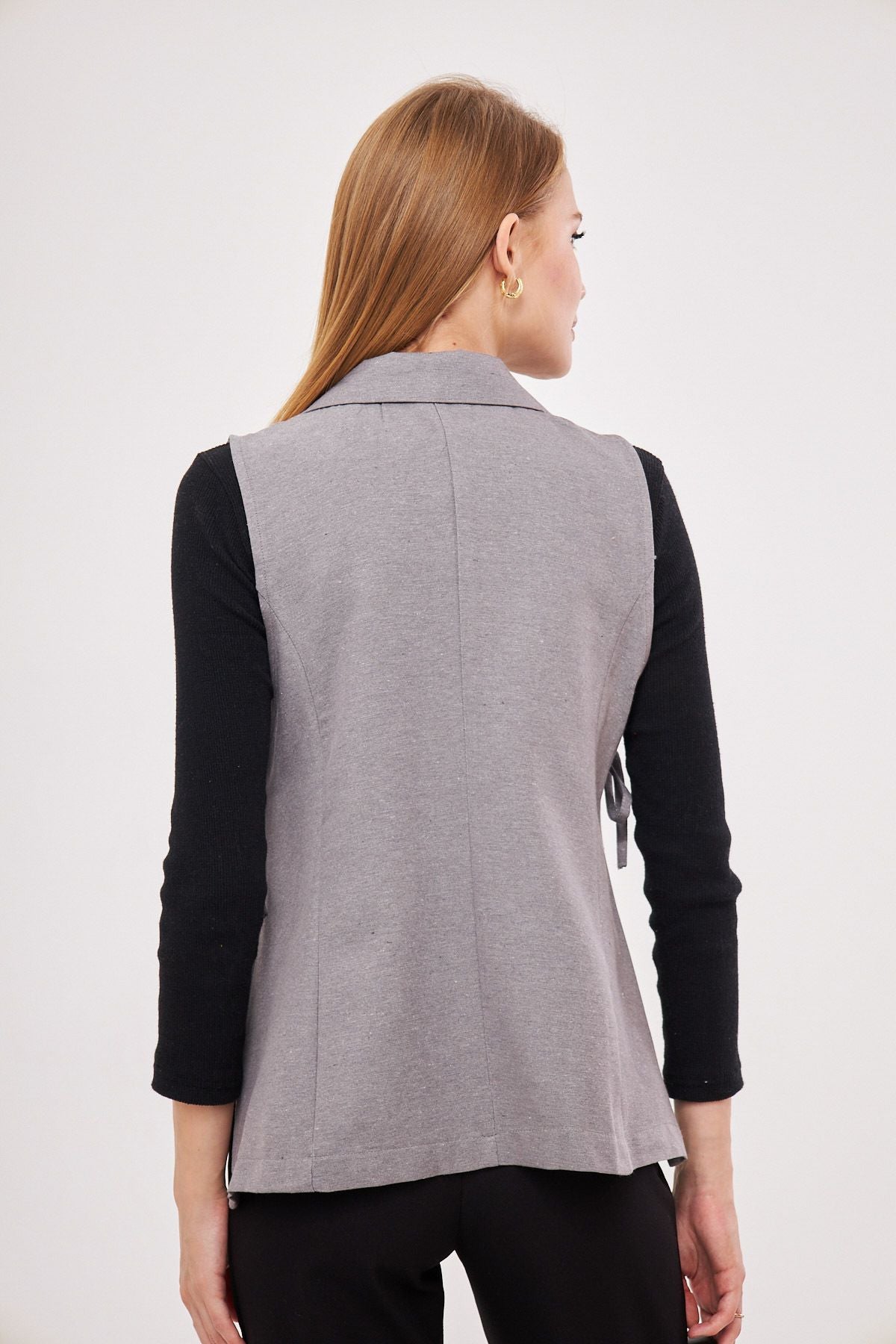 Female Gray Men's collar side-binding vest ARM-25K001007
