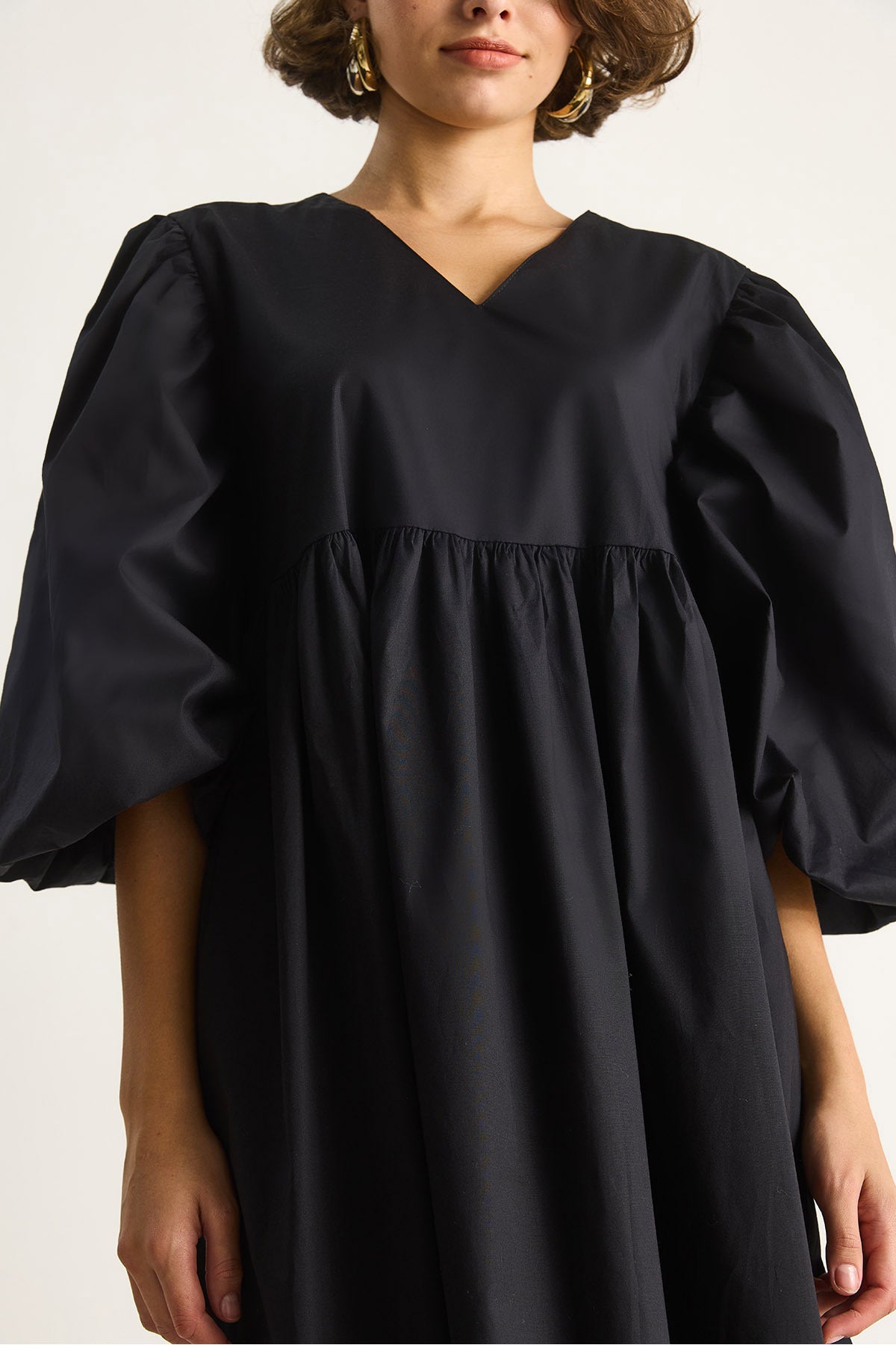 Women's V-Neck Balloon Sleeve Long Dress 60284071