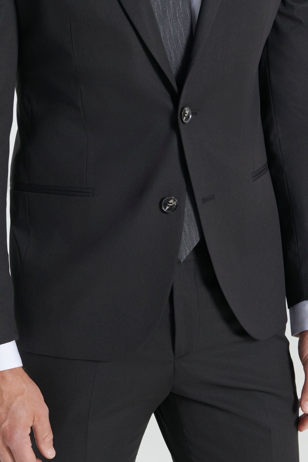 Men's Black Extra Slim Fit Narrow Cut Swallow Collar Suit