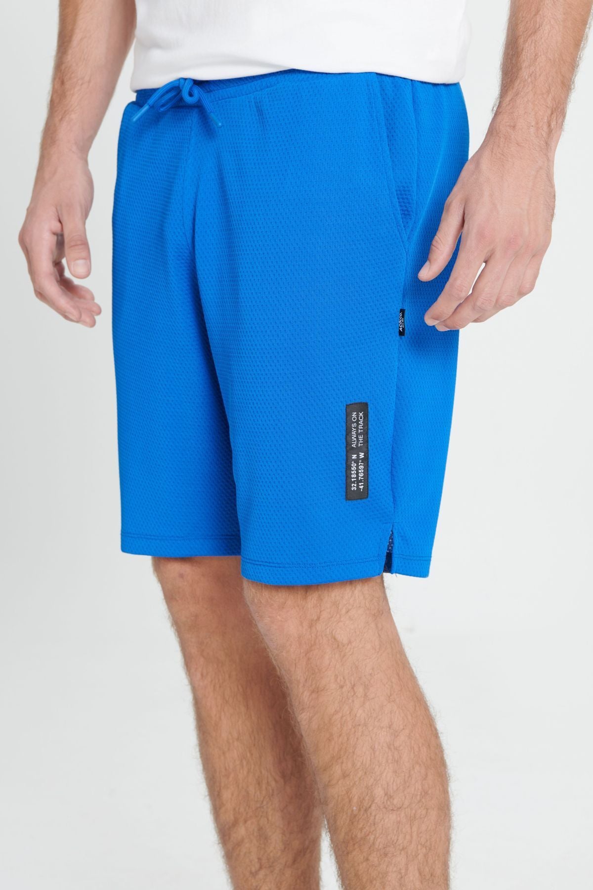 Men's Saks Blue Standard Fit Normal Cutting Knitting Sports Shorts