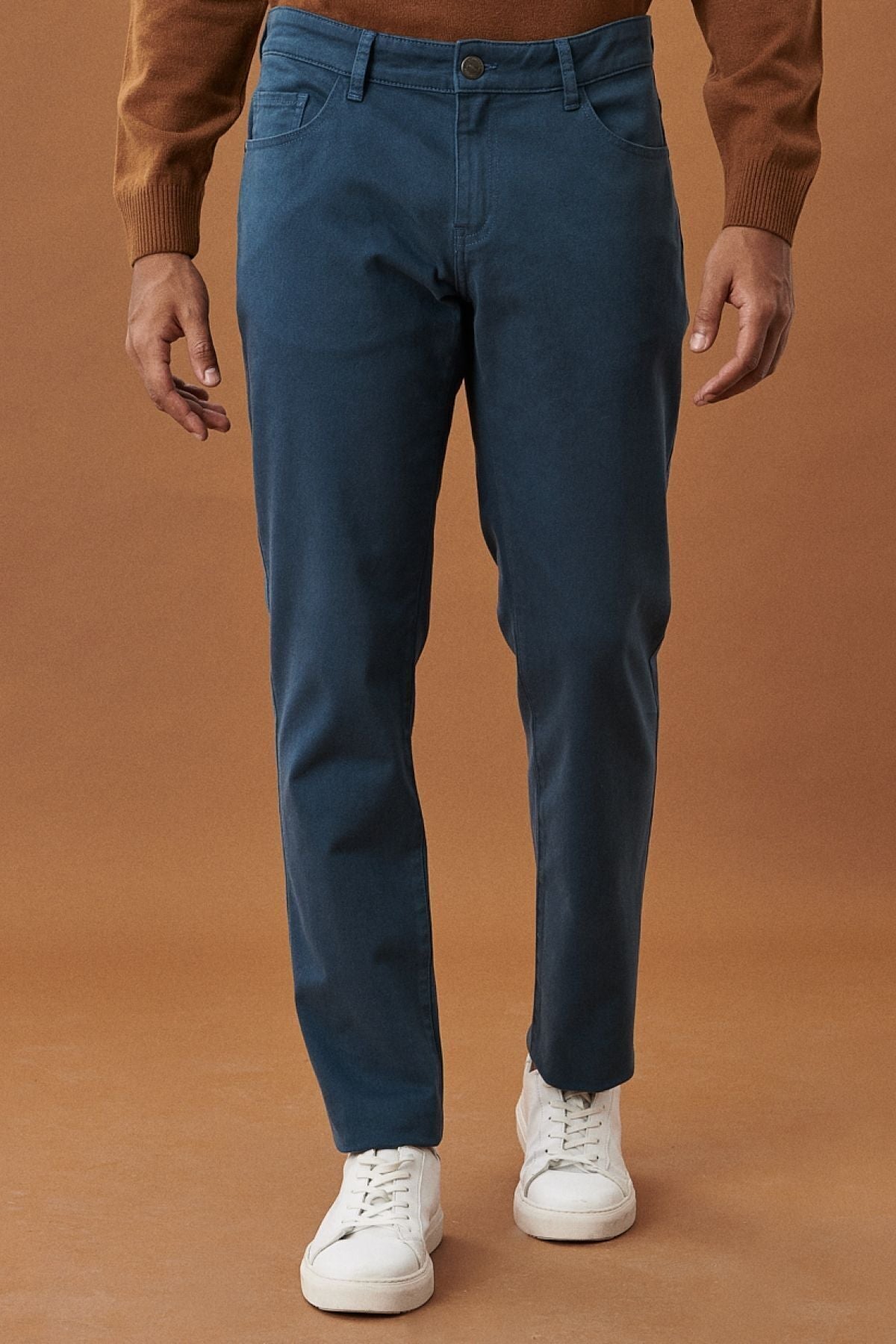 Men's oil slim fit narrow cut cotton flexible chino pants