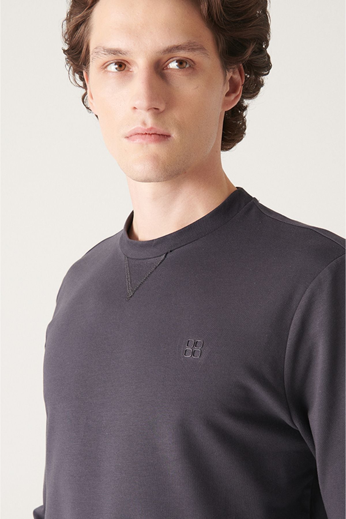 Men's anthracite bike collar cotton 2 -hot Sweatshirt E001200