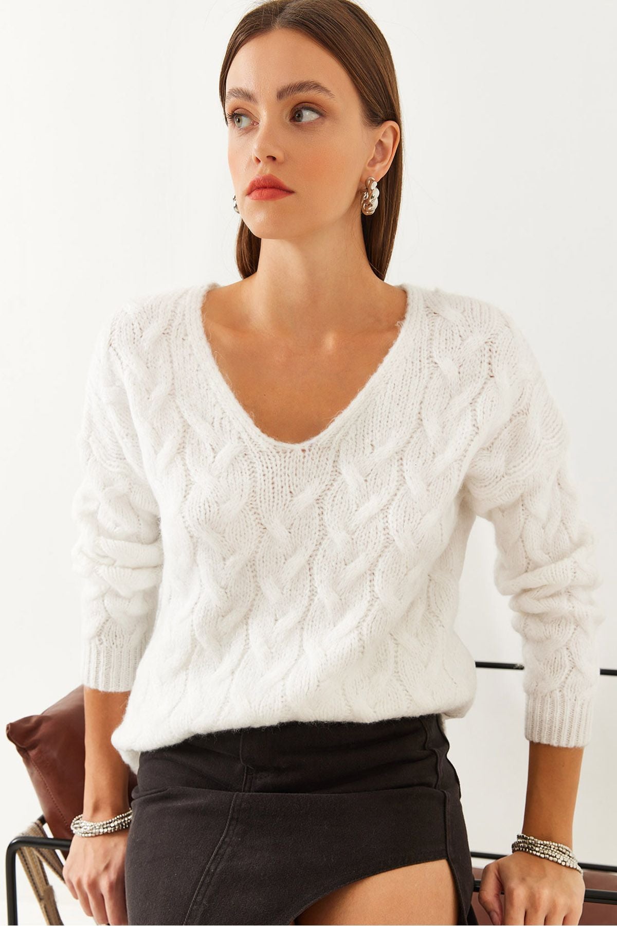 Women's Hair Knit Patterned Knitting Knitwear Sweater 85001007