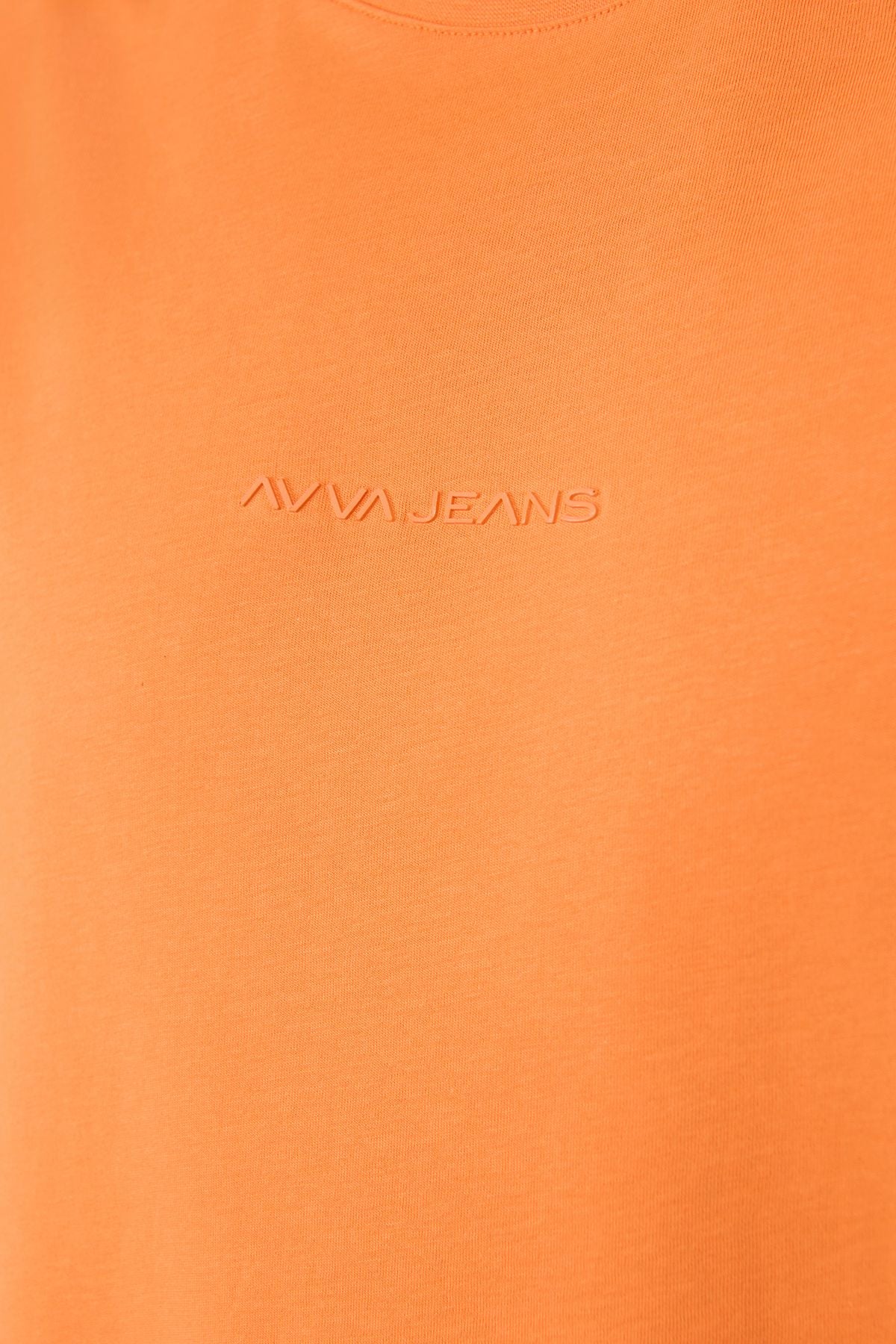 Men's Orange Bicycle Collar Printed 100 %Cotton T-Shirt E001037