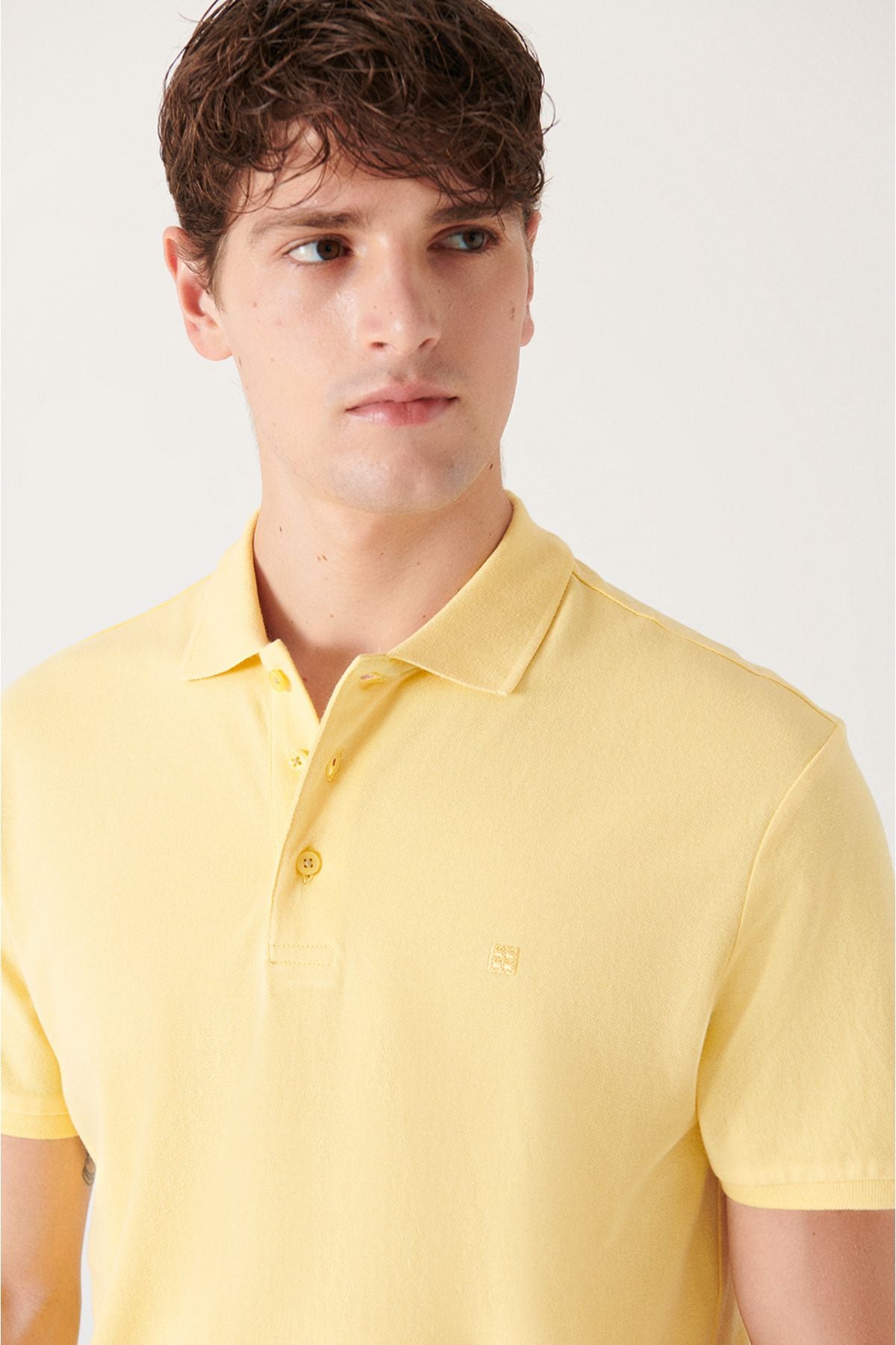 Men's yellow 100 %cotton cool, Polo Yaka T-shirt E001004