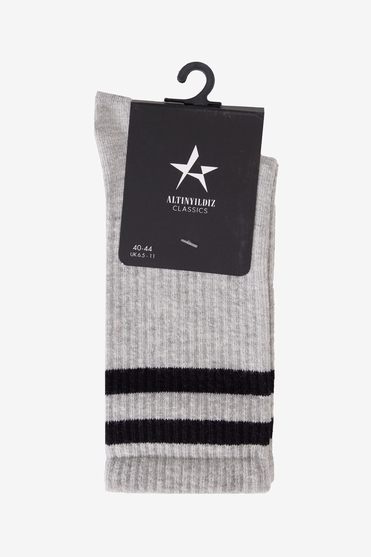 Men's gray-black pattern-free sports socks