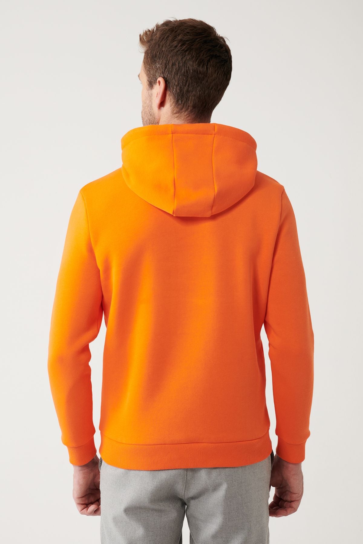 Men's Orange Hooded 3 -IP Kangaroo Pocket Sweatshirt A32y1193