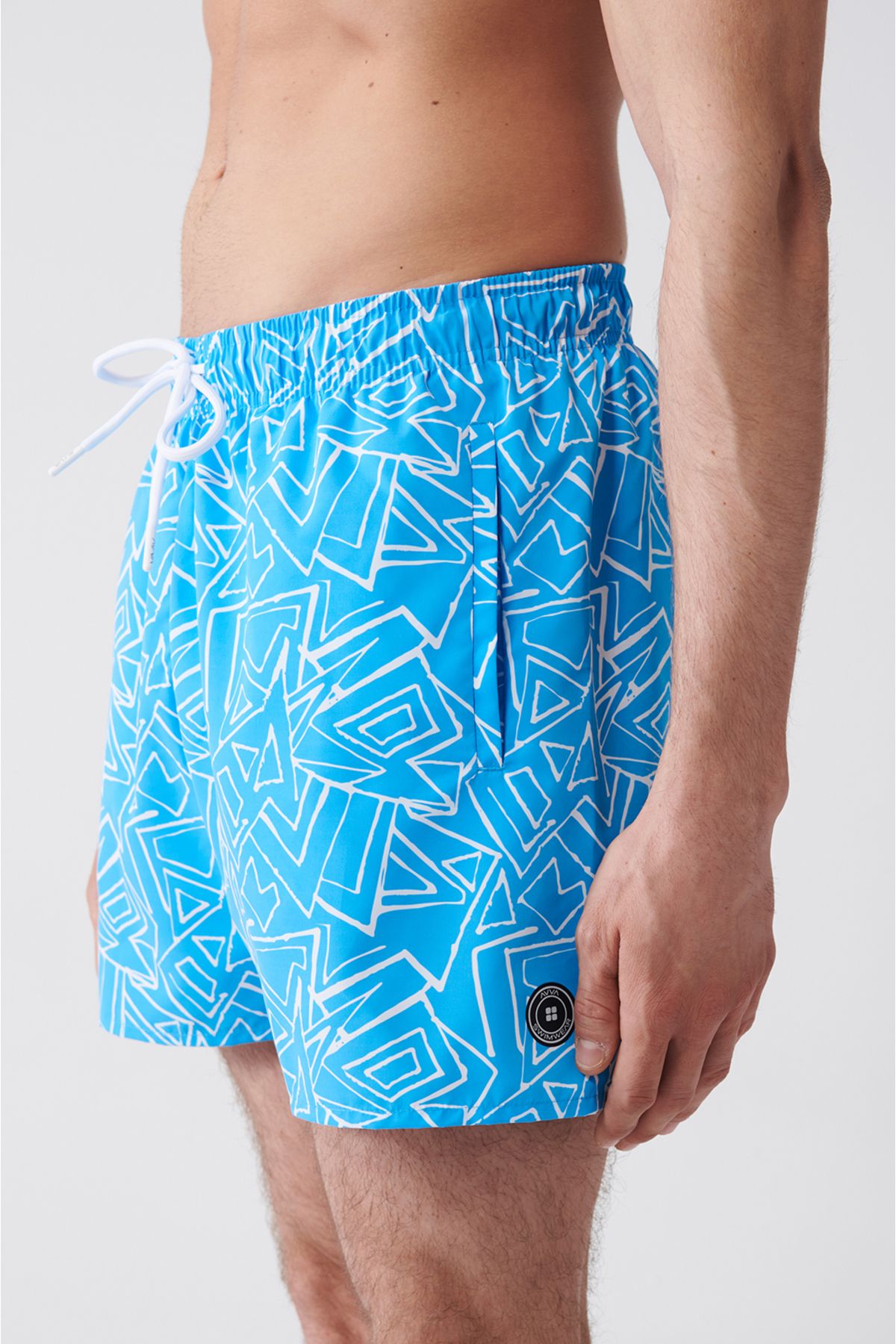 Men's turquoise fast -drying printed standard Boy swimsuit sea shorts E003802