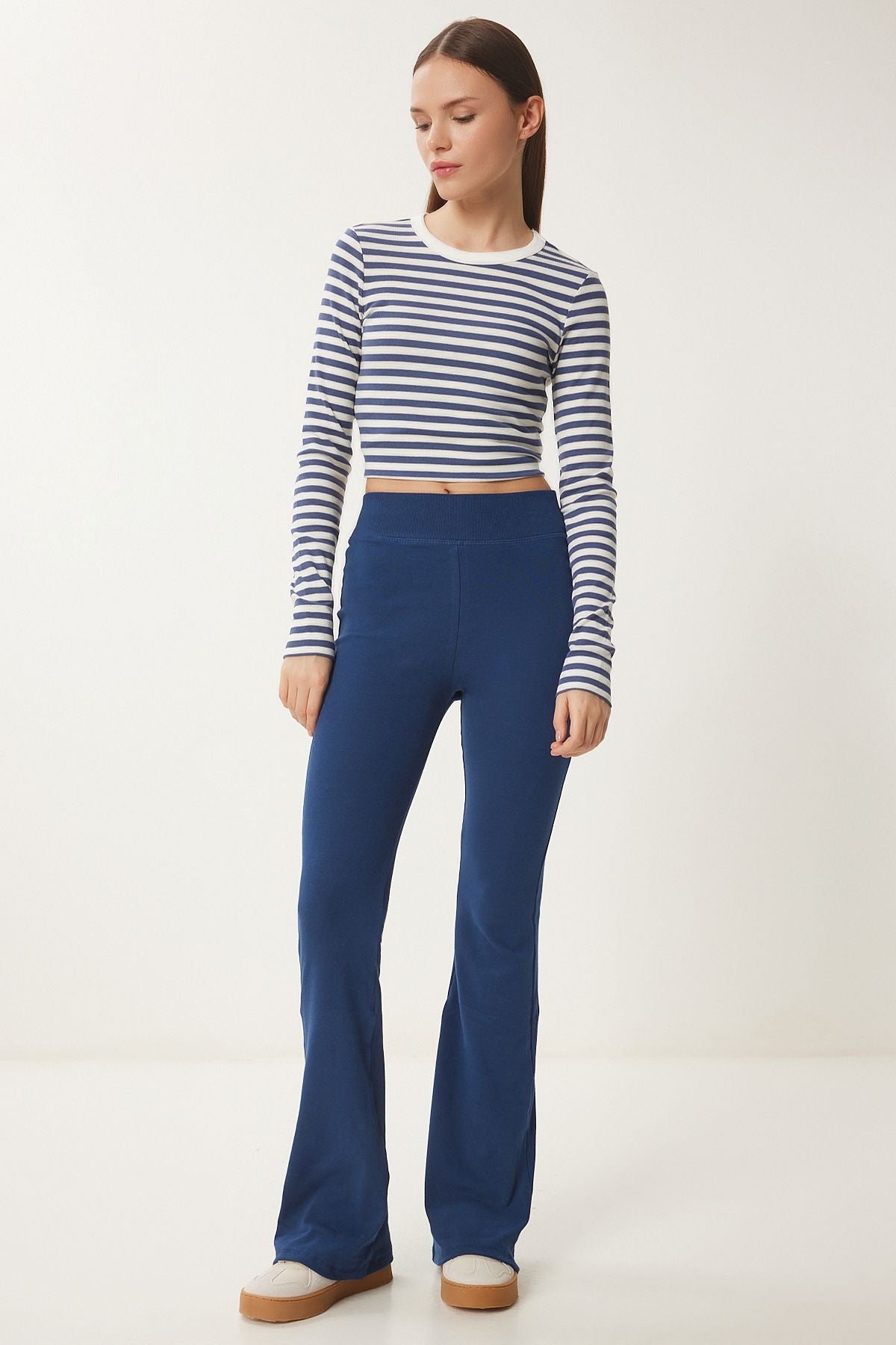 Woman navy blue high waist Spanish trotting tights XR00021