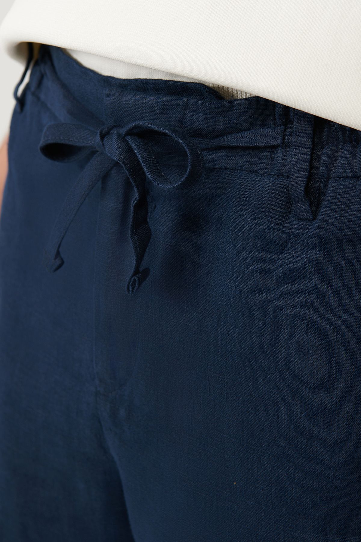 Men's Navy Blue Waist Wa Liner 100 %Linen Pants B003032