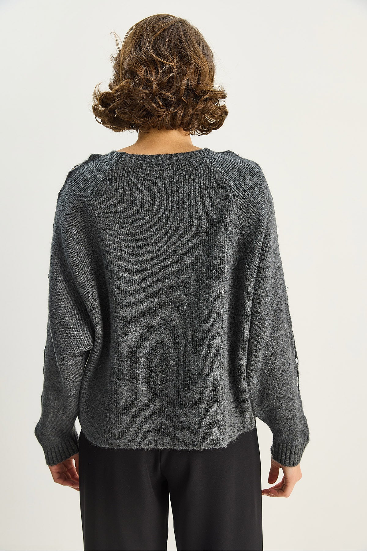 Women's Crew Neck Accessory Detailed Knitwear Sweater 4688 60283737